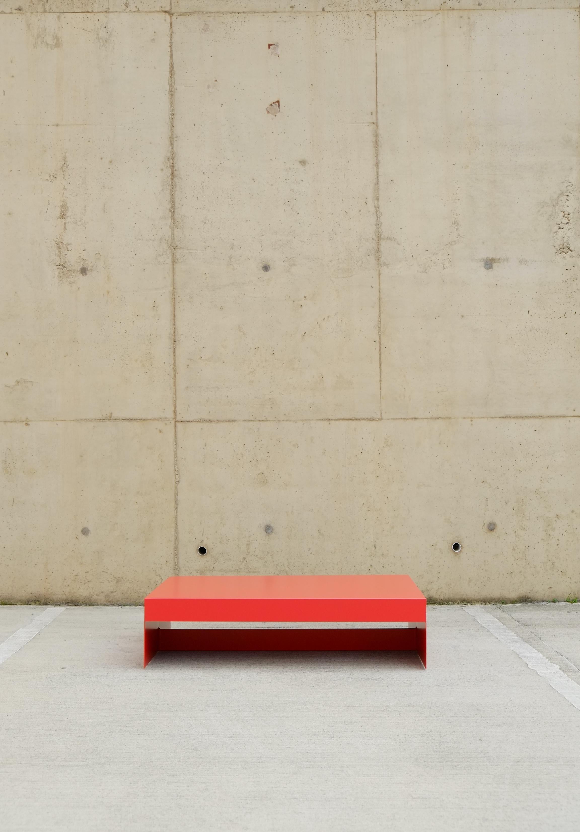 Large Rectangular Red Single Form Coffee Table in Aluminium - Customisable For Sale 8