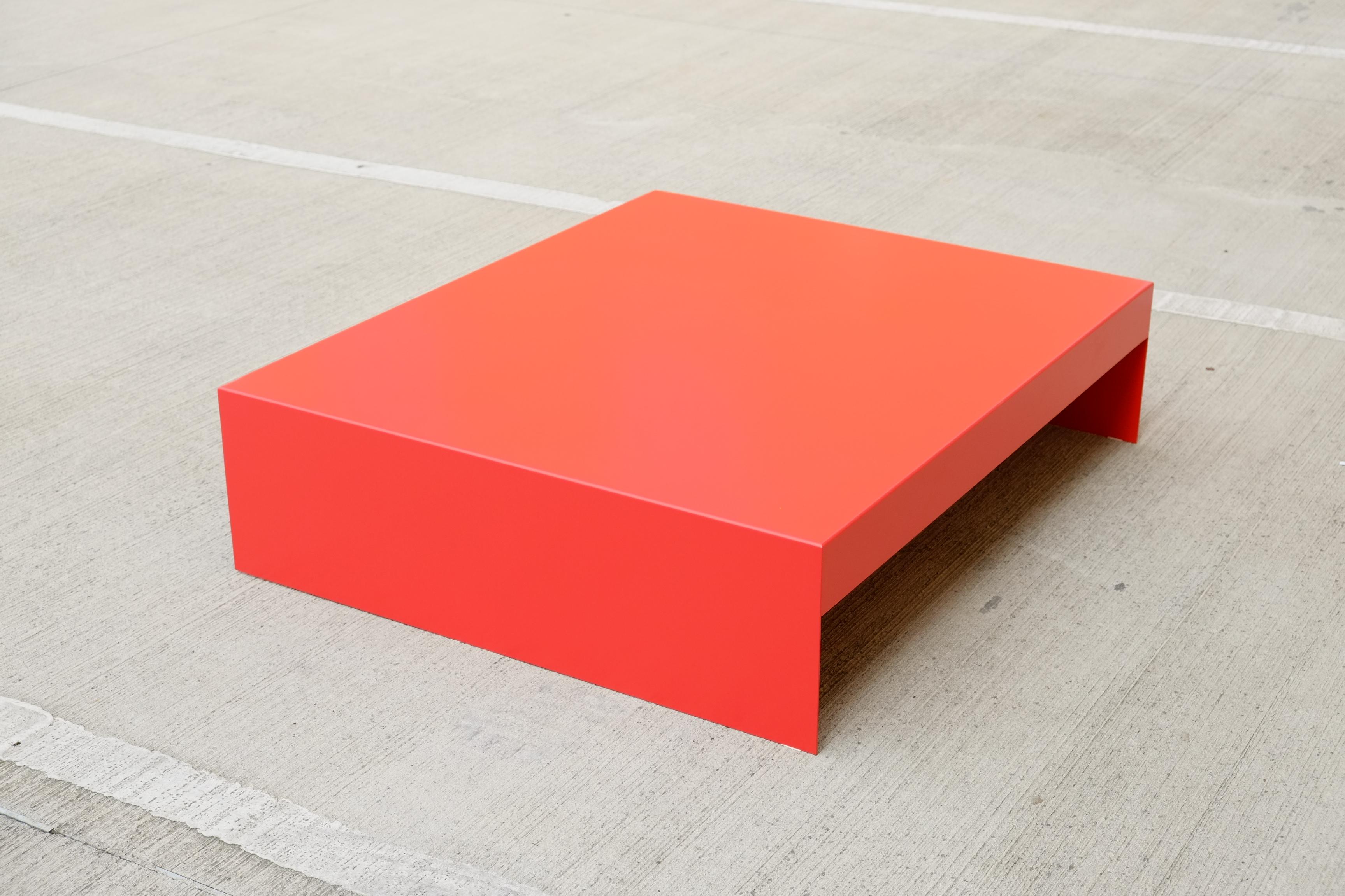 British Large Rectangular Red Single Form Coffee Table in Aluminium - Customisable For Sale