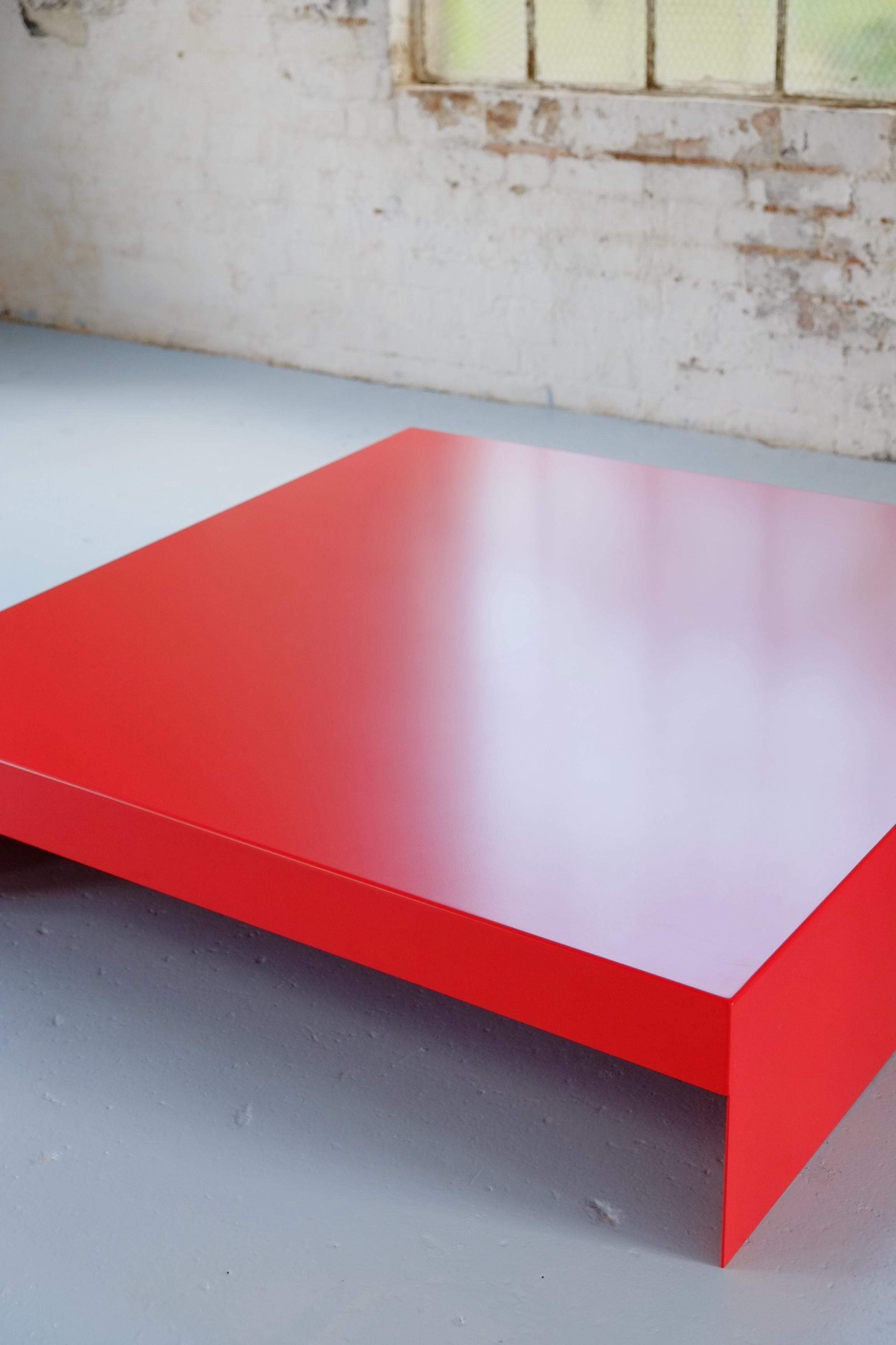 Contemporary Large Rectangular Red Single Form Coffee Table in Aluminium - Customisable For Sale