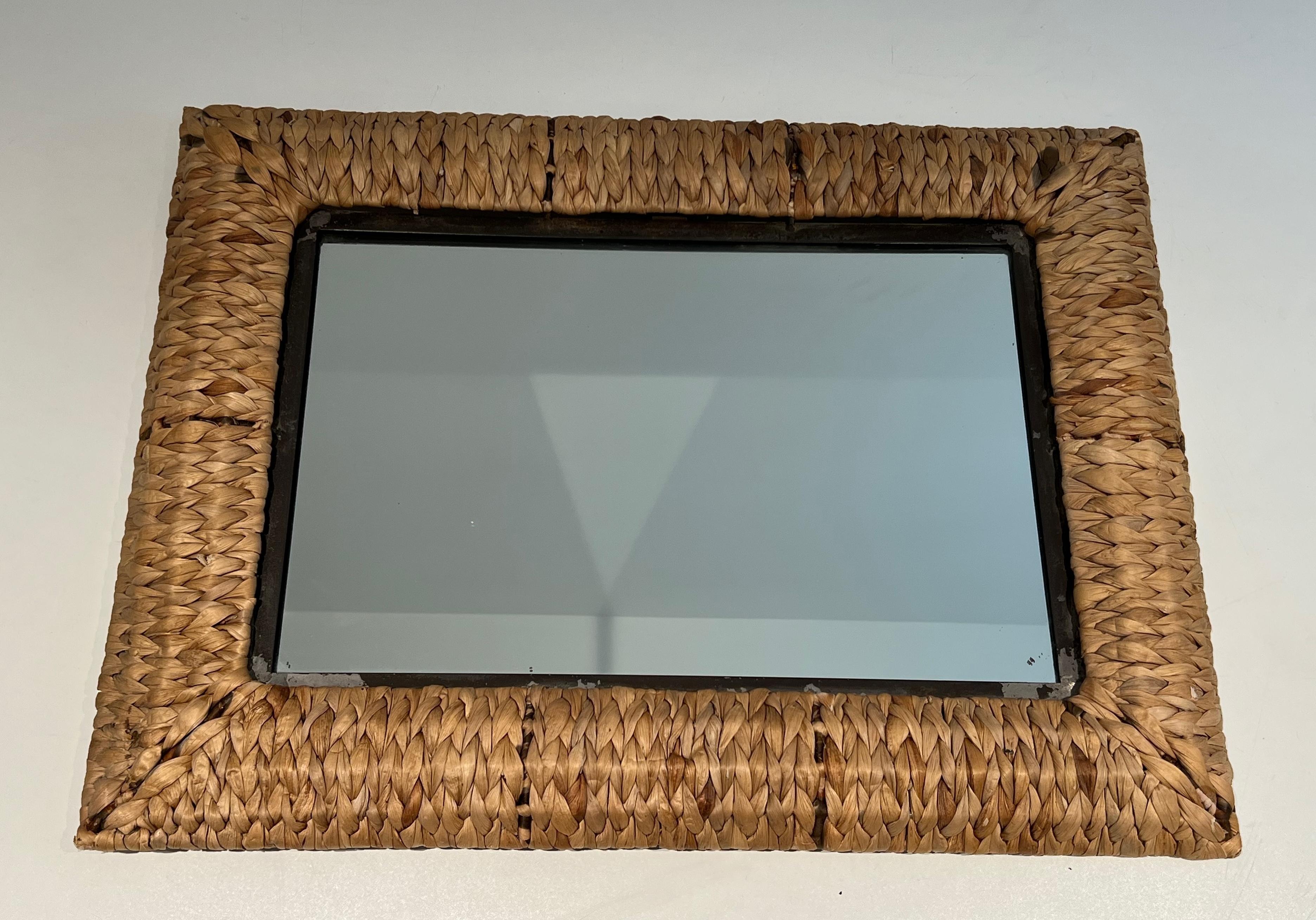 French Large Rectangular Rope Mirror For Sale