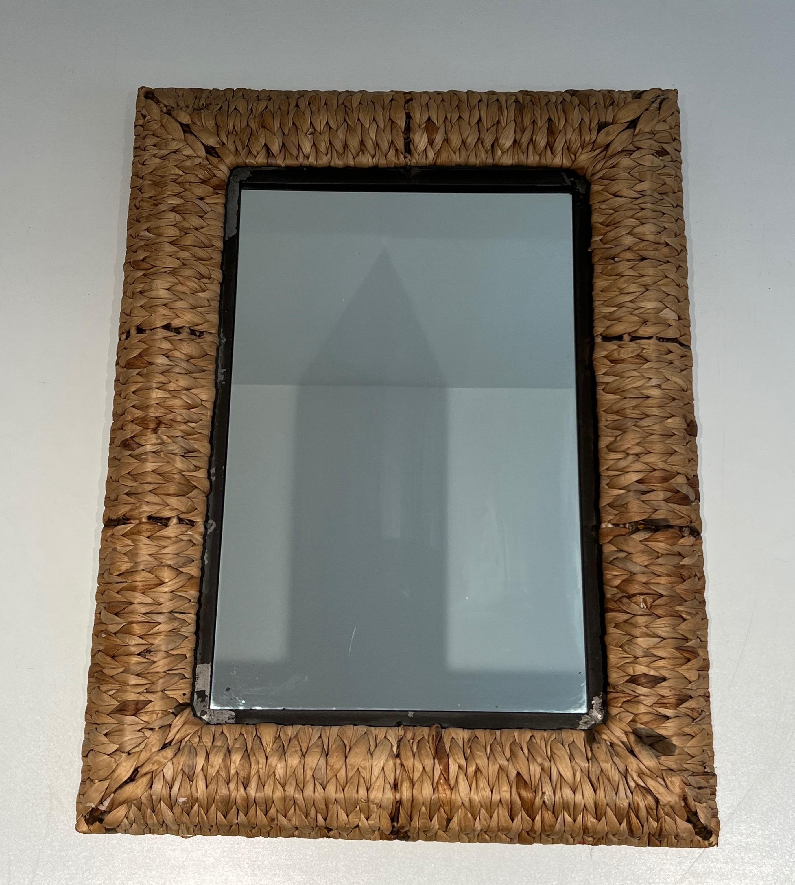 Large Rectangular Rope Mirror In Good Condition For Sale In Marcq-en-Barœul, Hauts-de-France