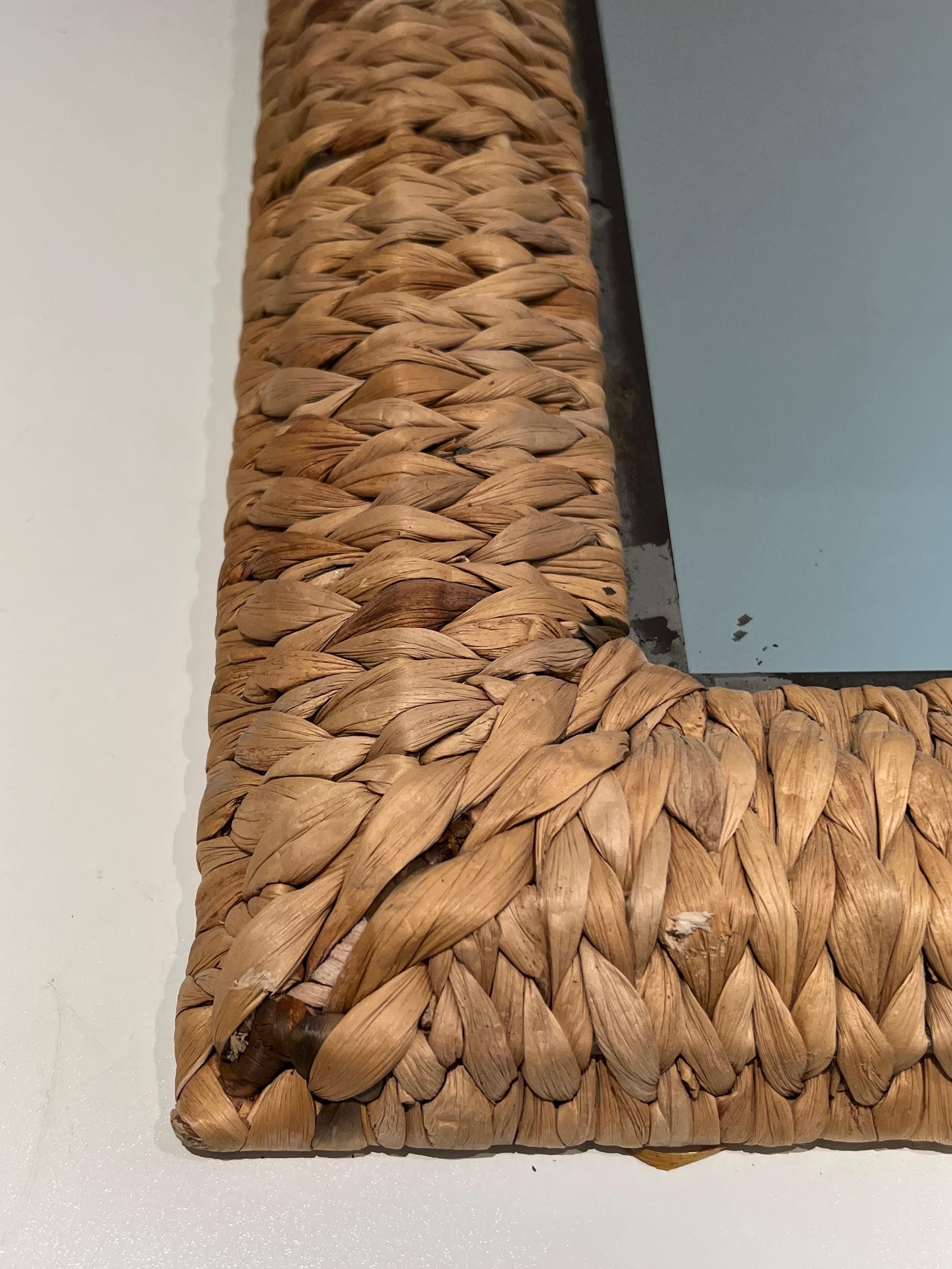 Large Rectangular Rope Mirror For Sale 1