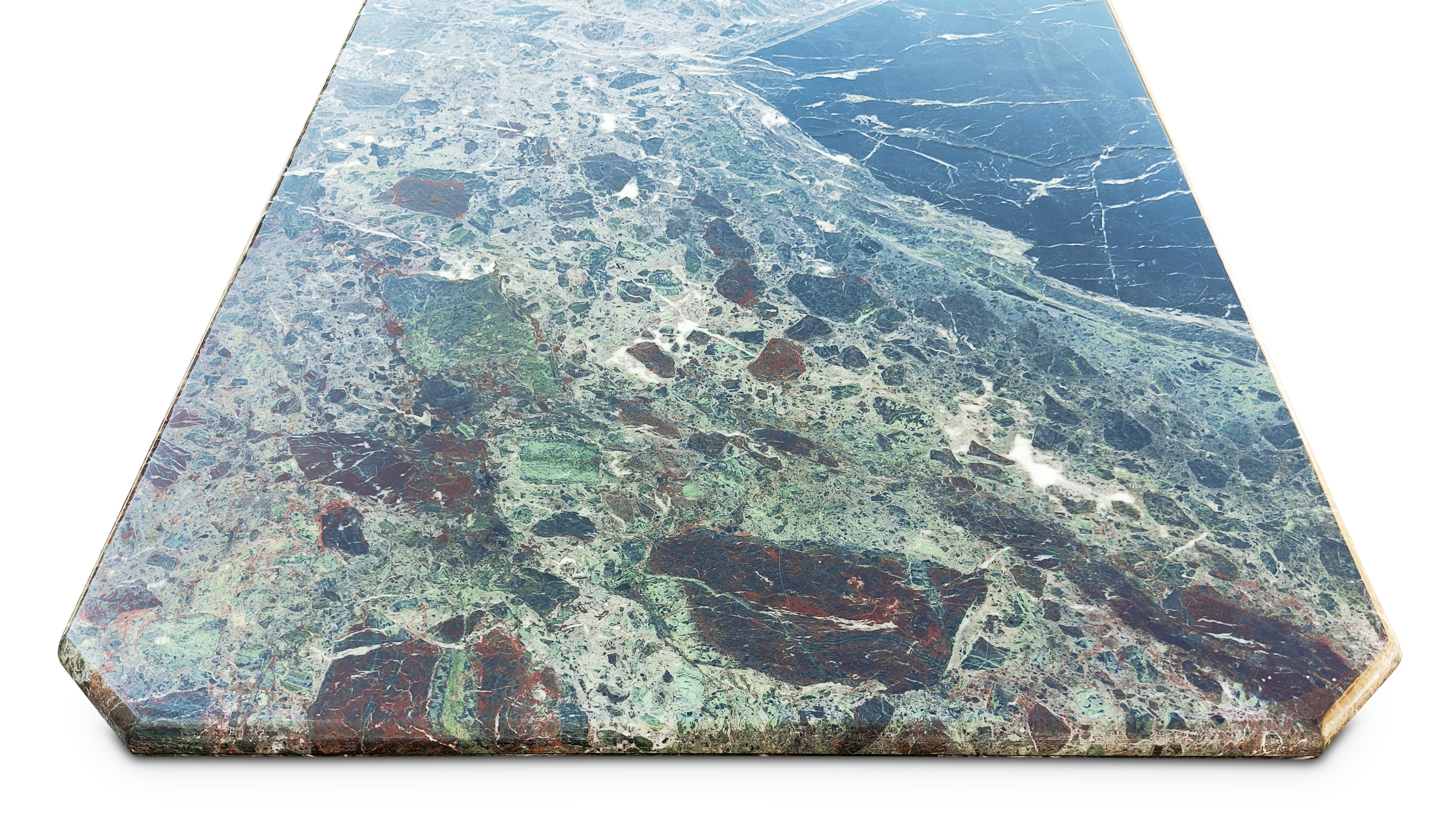 Großer rechteckiger Rosso Levanto-Marmor-Esstisch in Schwarz, Grün, Rot (Poliert)