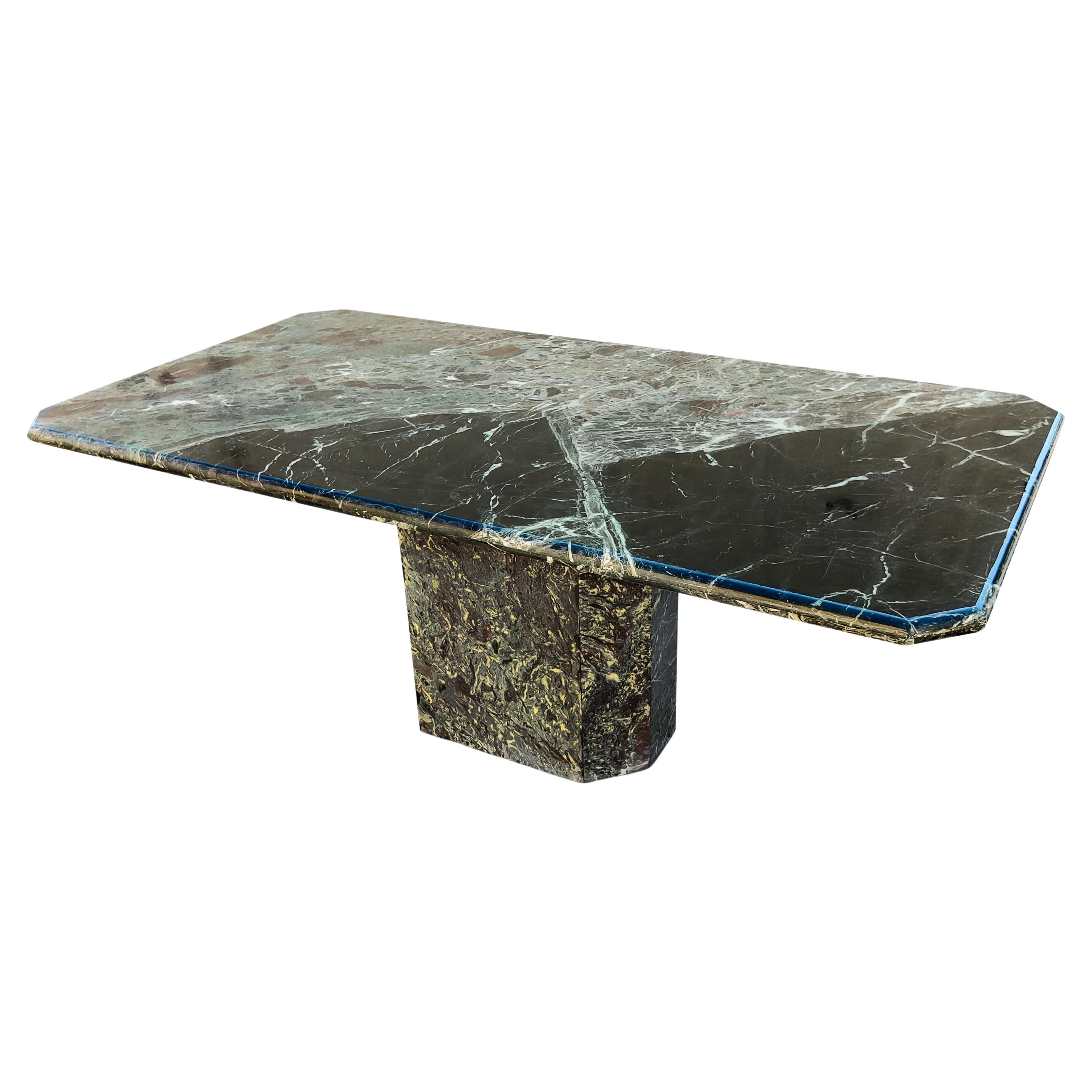 Large Rectangular Rosso Levanto Marble Dining Table Black Green Red