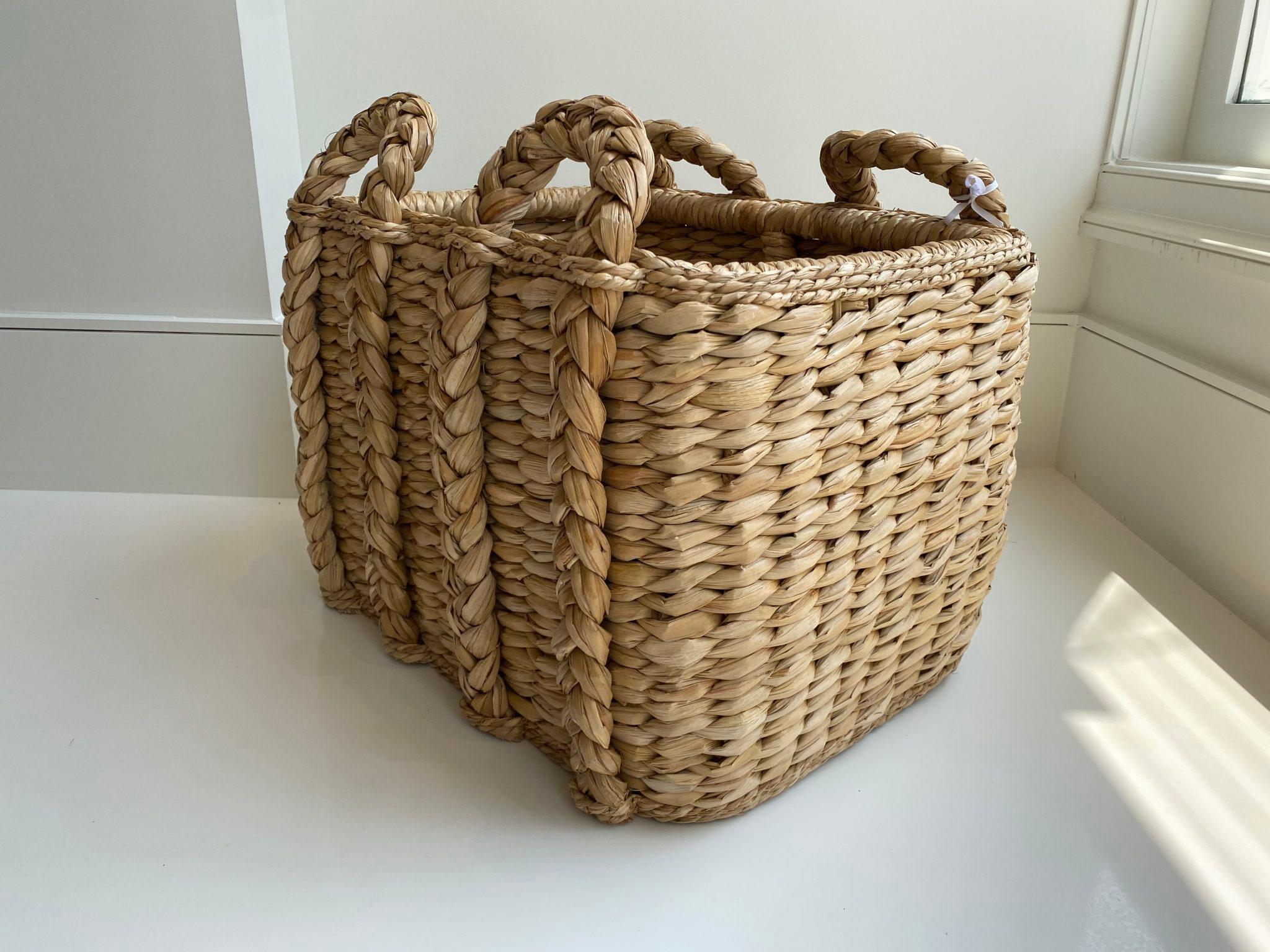 Wicker Large Rectangular Rush Basket  For Sale