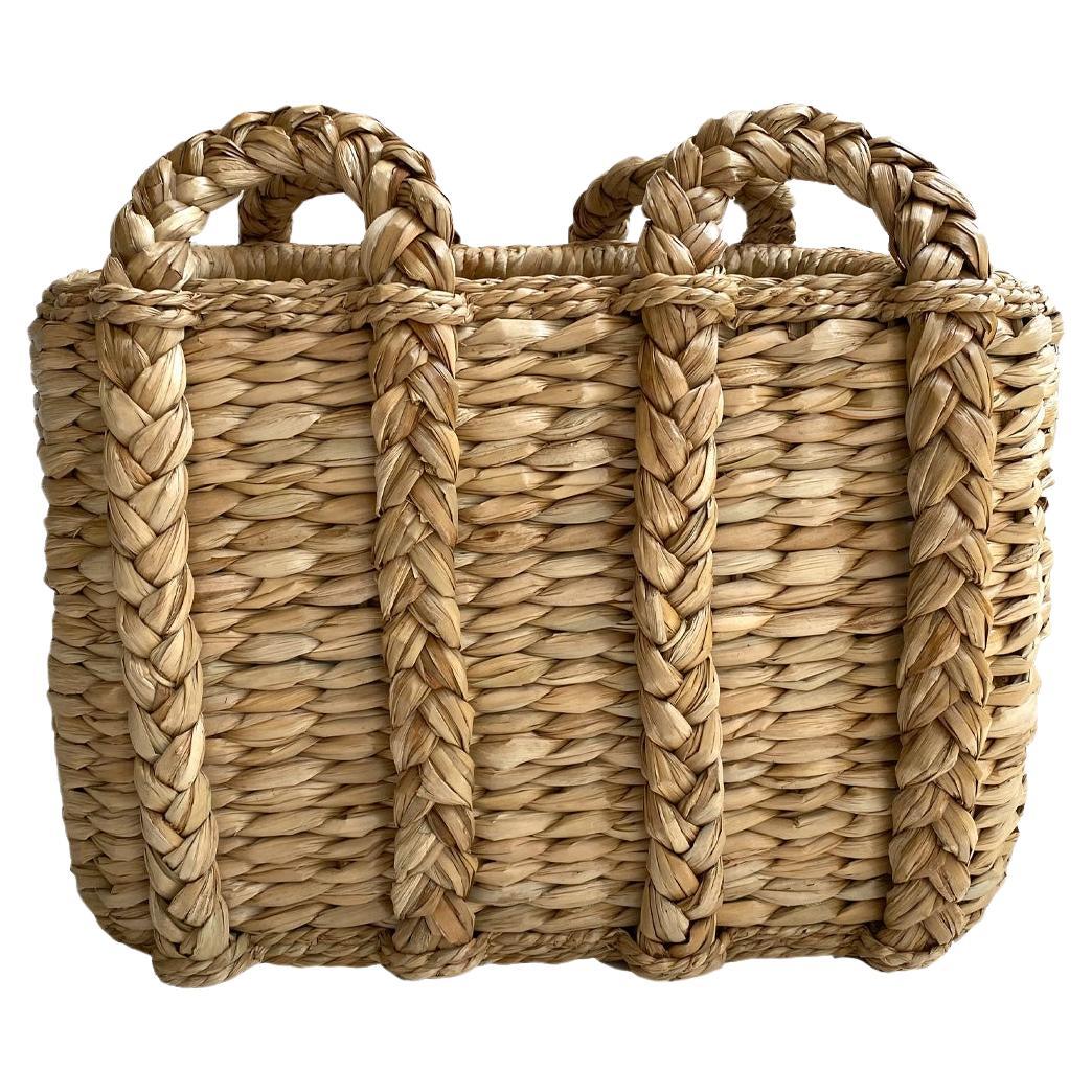 Large Rectangular Rush Basket  For Sale