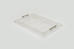 Large Rectangular Serving Tray Lucite Ice Effect Willy Rizzo Style, Italy, 1980s
