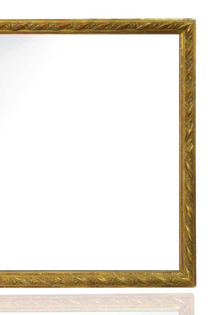 Louis XV Large Rectangular Shape Continental Giltwood Frame Wall Mirror For Sale