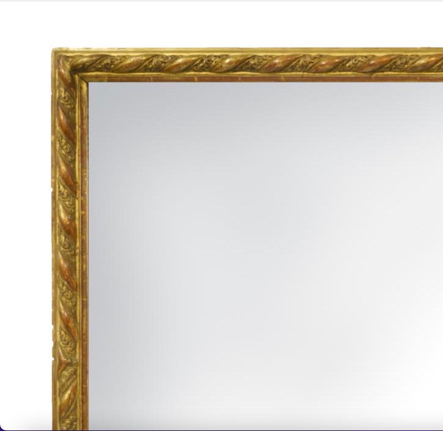 Large Rectangular Shape Continental Giltwood Frame Wall Mirror In Good Condition For Sale In Tarry Town, NY