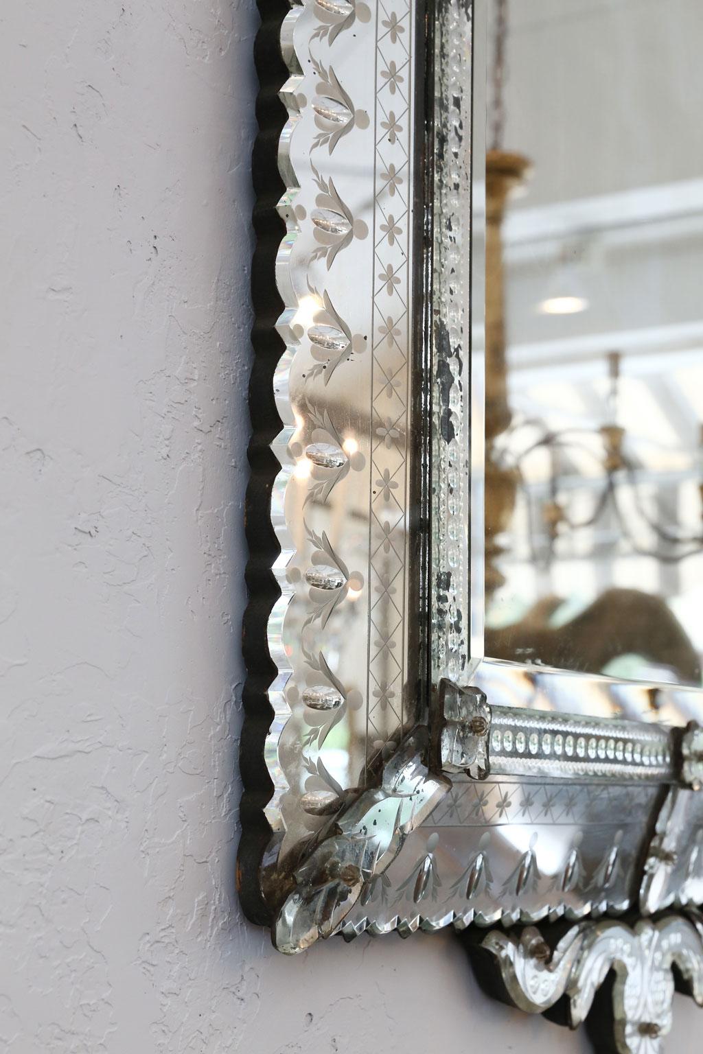 Large Rectangular Venetian Mirror In Good Condition In Houston, TX
