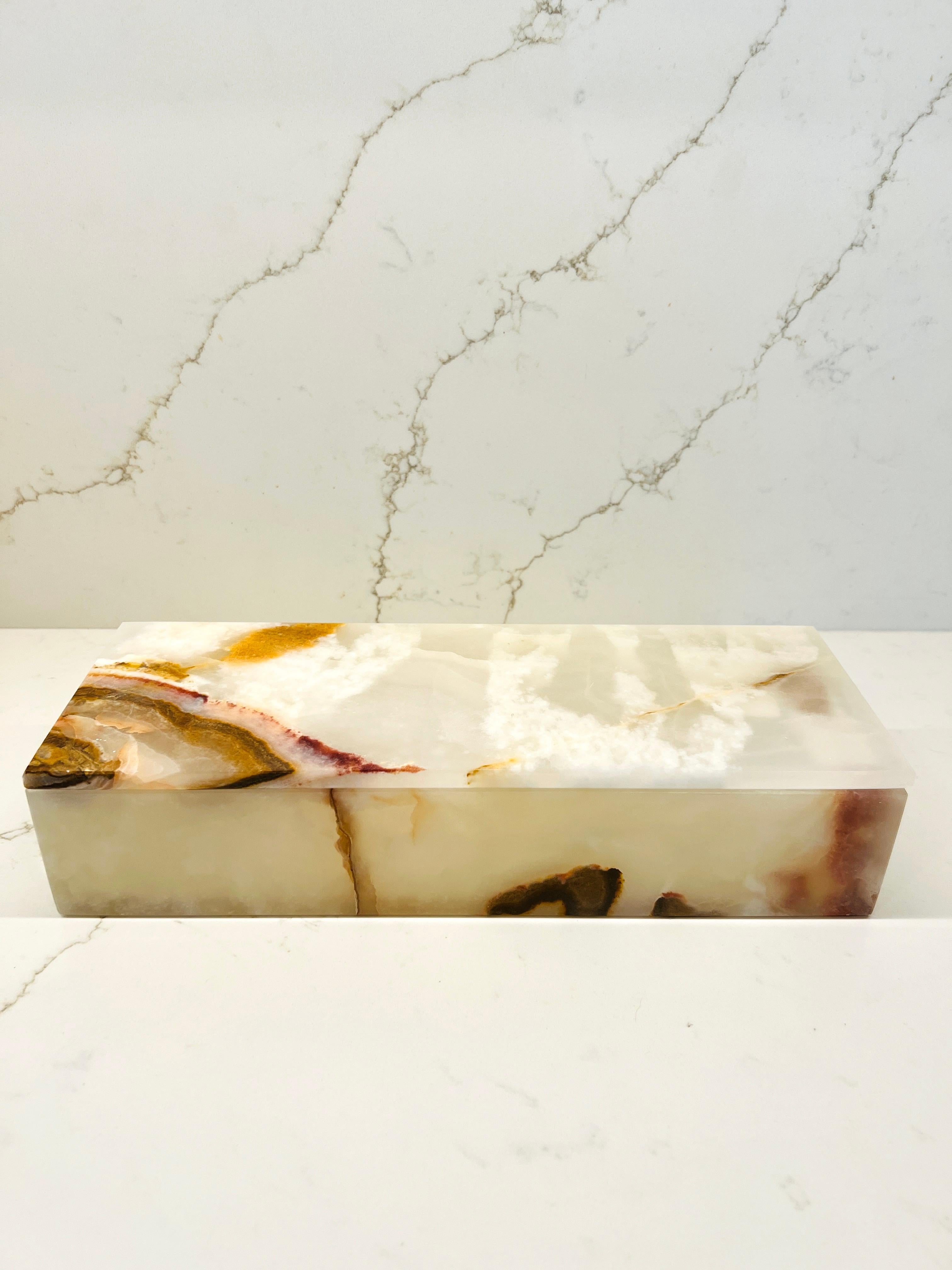 Pakistani Large Rectangular White Onyx Box