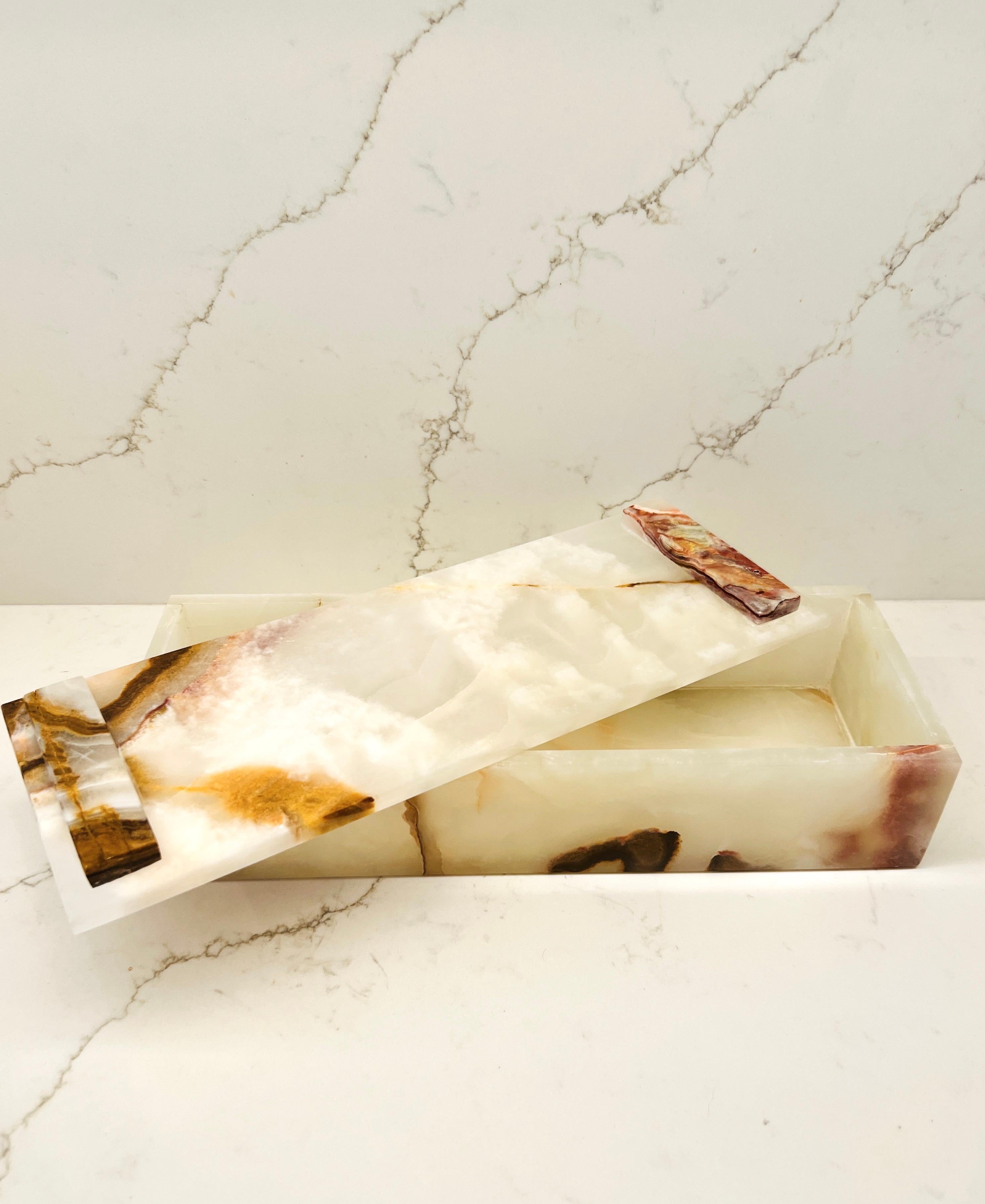 Large Rectangular White Onyx Box 1