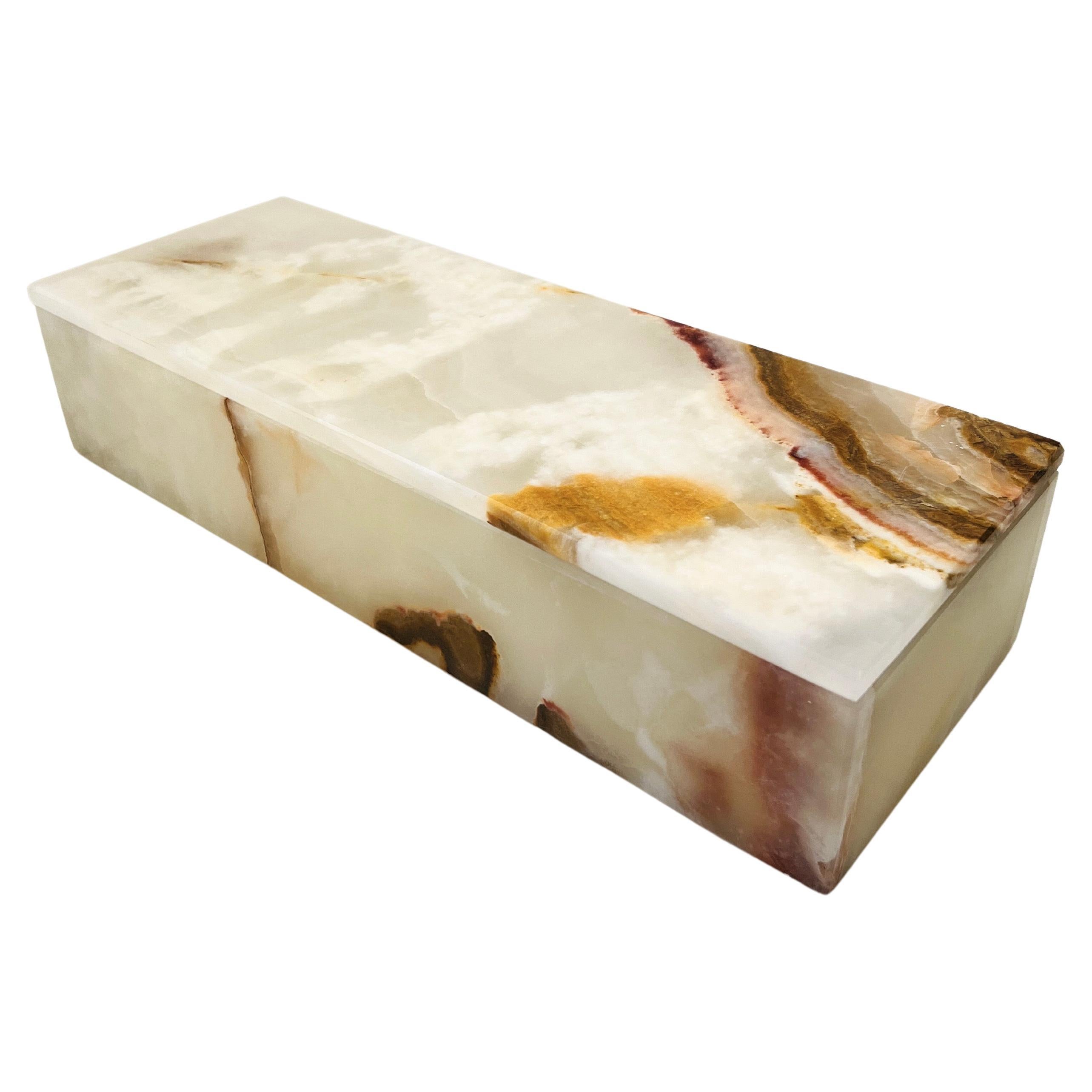 Large Rectangular White Onyx Box