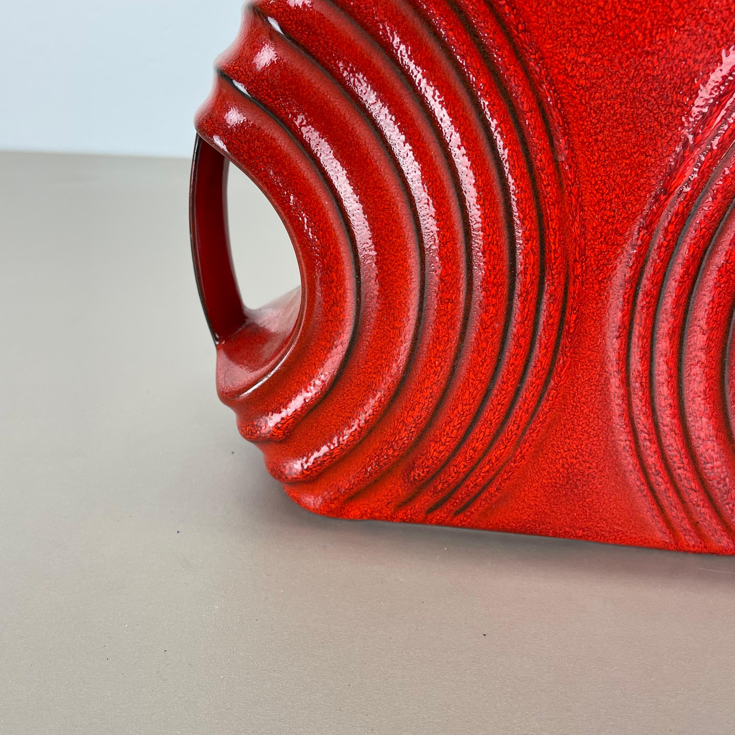 Ceramic Large red abstract vase object by Cari Zalloni for Steuler, Germany, 1970s For Sale