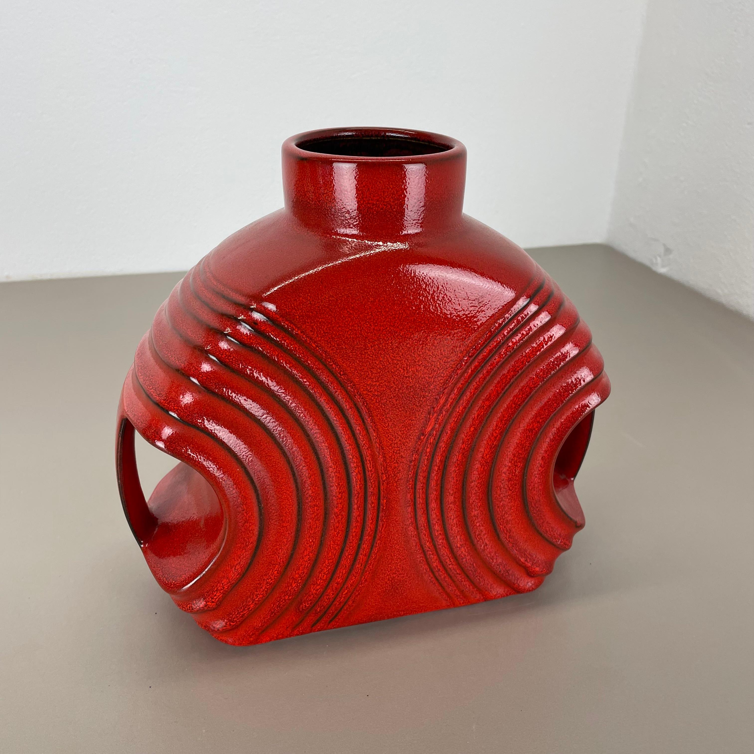 Large red abstract vase object by Cari Zalloni for Steuler, Germany, 1970s For Sale 3