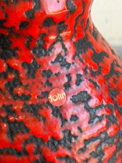 Large Red and Black Ceramic Floor Vase Mid-Century Modern