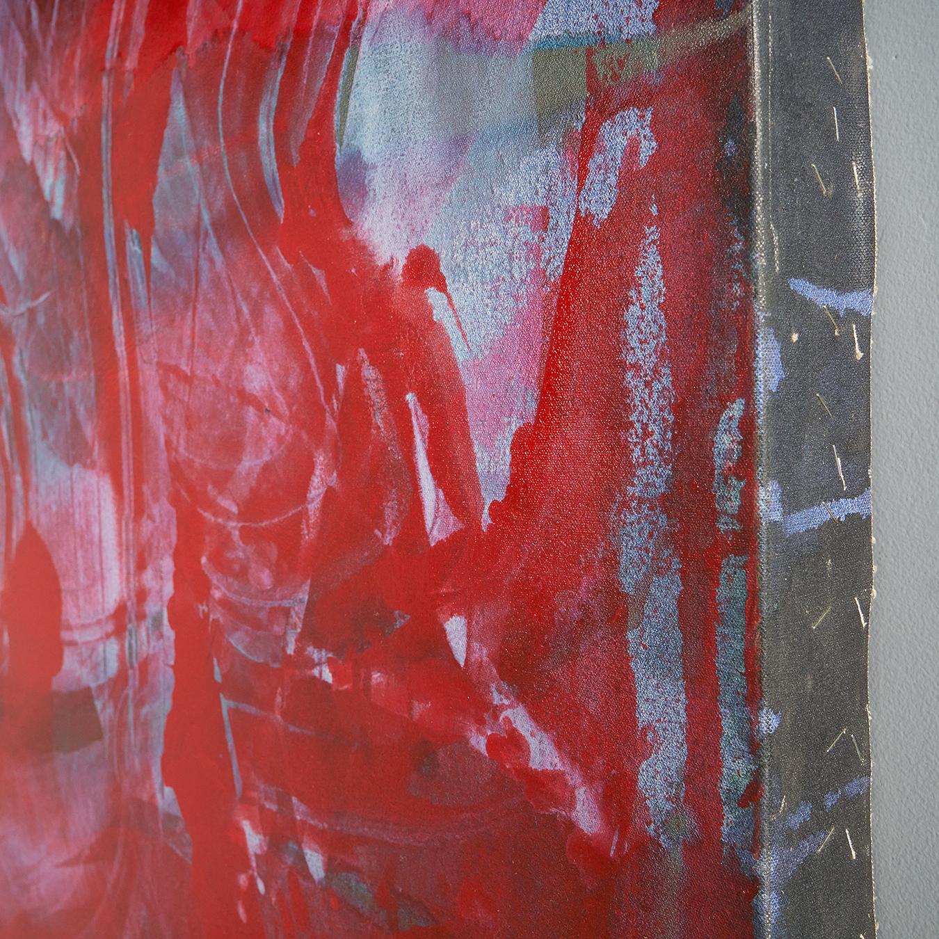 Großes rot-blaues abstraktes Gemälde „Temporary Ephedrine“ von John Link im Angebot 3