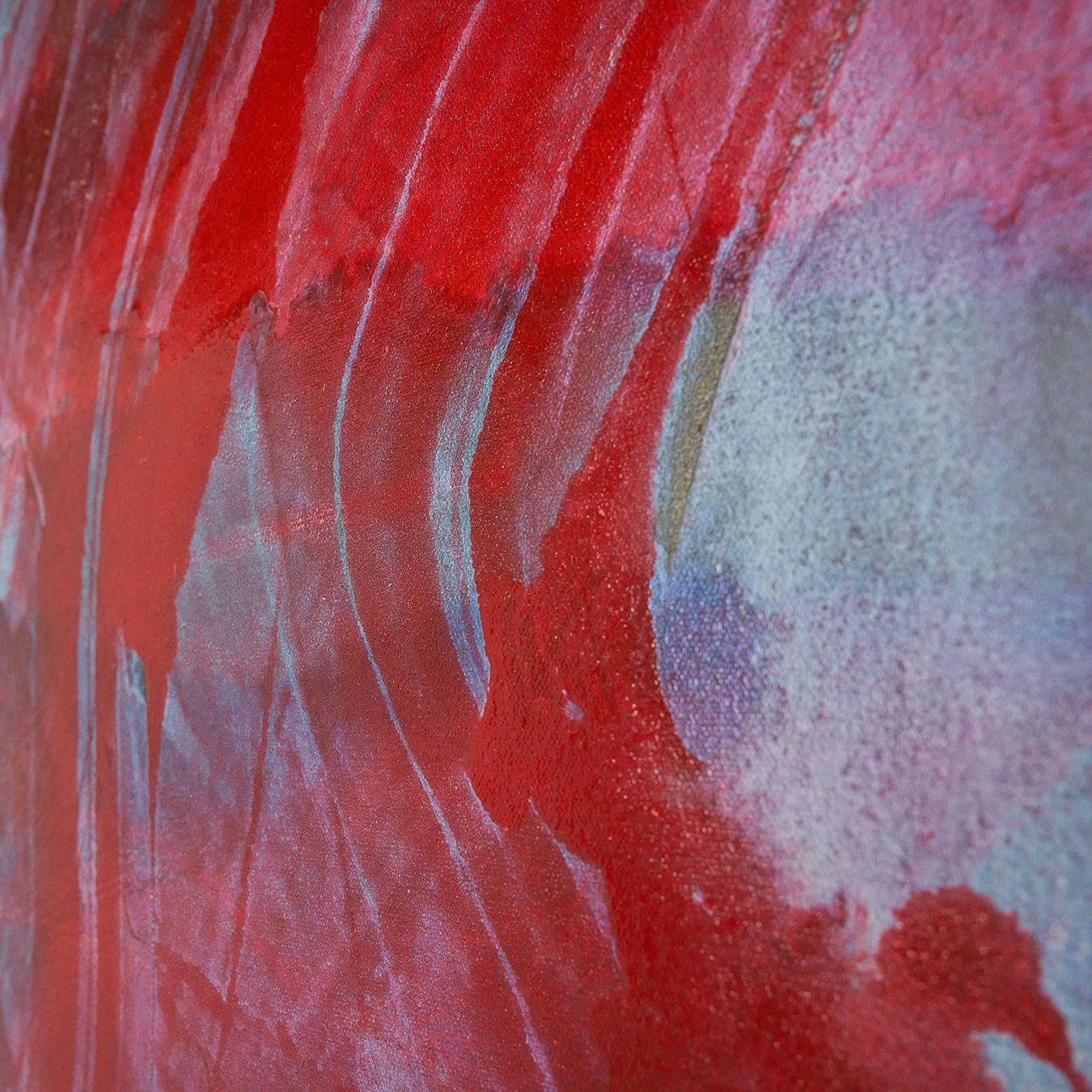 Großes rot-blaues abstraktes Gemälde „Temporary Ephedrine“ von John Link im Angebot 4