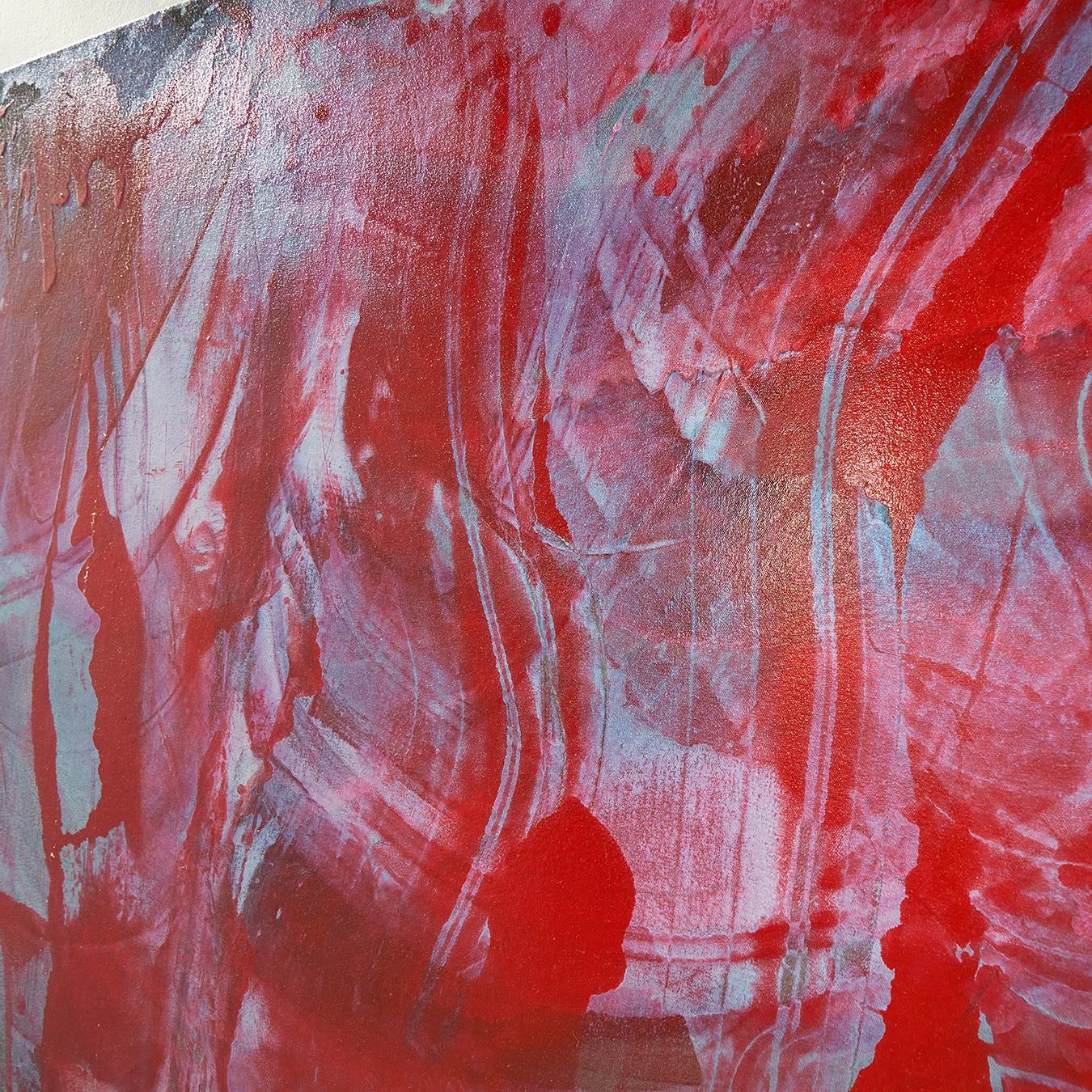 Großes rot-blaues abstraktes Gemälde „Temporary Ephedrine“ von John Link im Angebot 5
