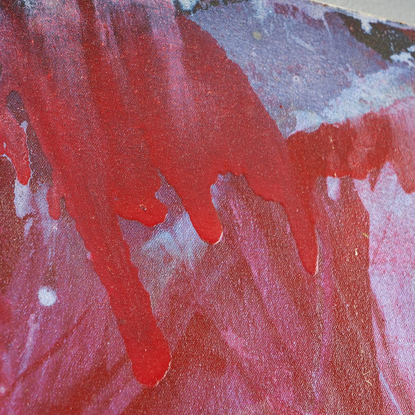 Großes rot-blaues abstraktes Gemälde „Temporary Ephedrine“ von John Link (Postmoderne) im Angebot