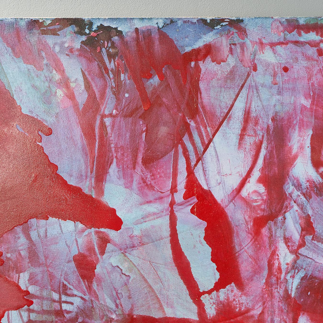 Großes rot-blaues abstraktes Gemälde „Temporary Ephedrine“ von John Link im Zustand „Gut“ im Angebot in Greensboro, NC