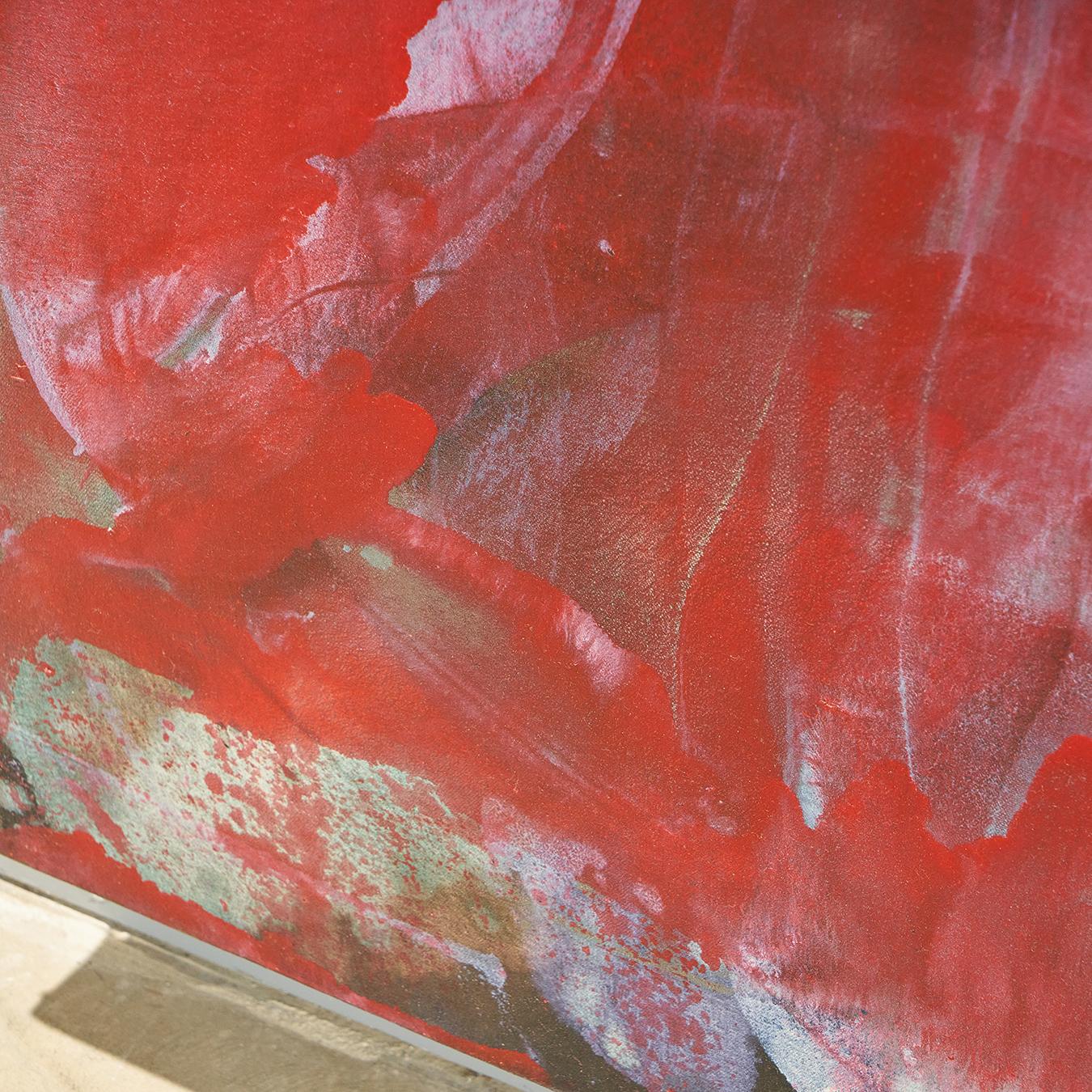 Großes rot-blaues abstraktes Gemälde „Temporary Ephedrine“ von John Link (Harz) im Angebot