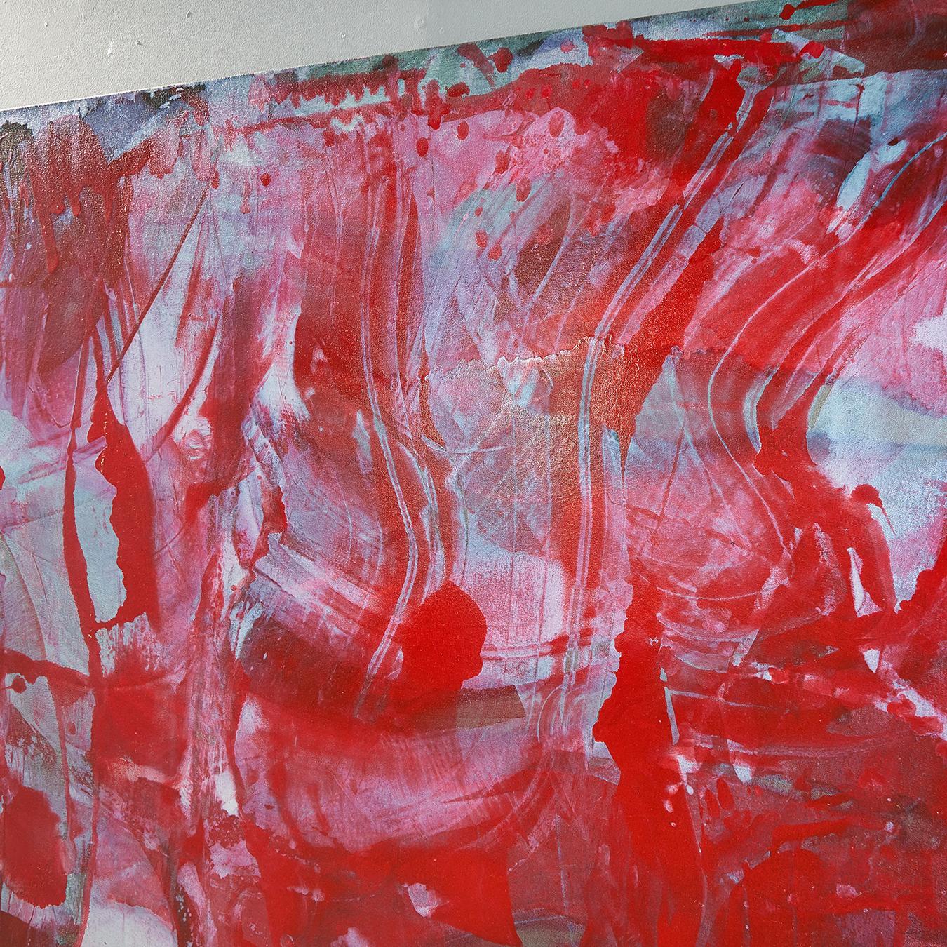 Großes rot-blaues abstraktes Gemälde „Temporary Ephedrine“ von John Link im Angebot 1