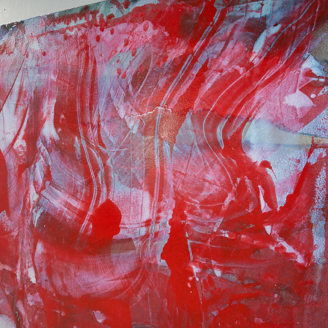 Großes rot-blaues abstraktes Gemälde „Temporary Ephedrine“ von John Link im Angebot 2