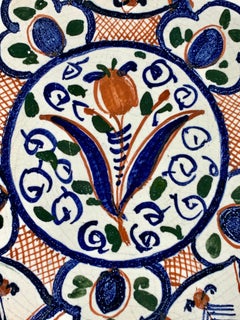 Large Red and Blue Dutch Delft Charger with Imari Colors Made Circa 1800