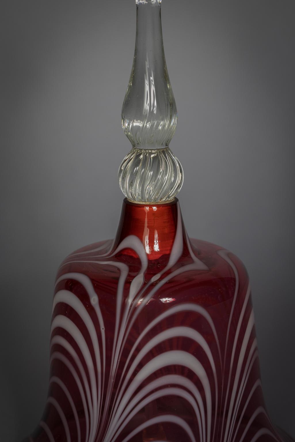 Large Red and White Glass Hand Bell, circa 1880 In Good Condition For Sale In New York, NY