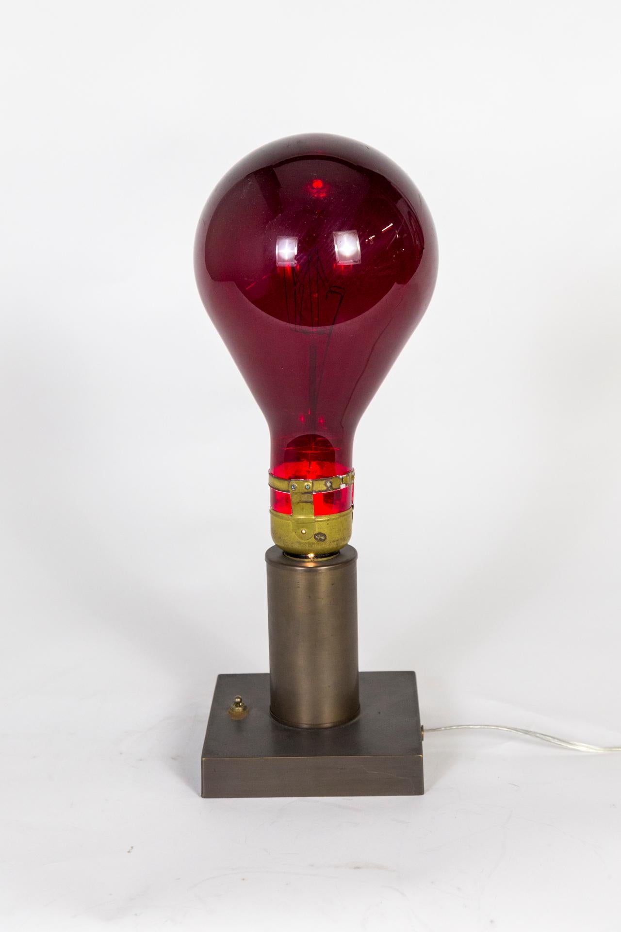 Contemporary Large Red Antique Light Bulb Lamp For Sale