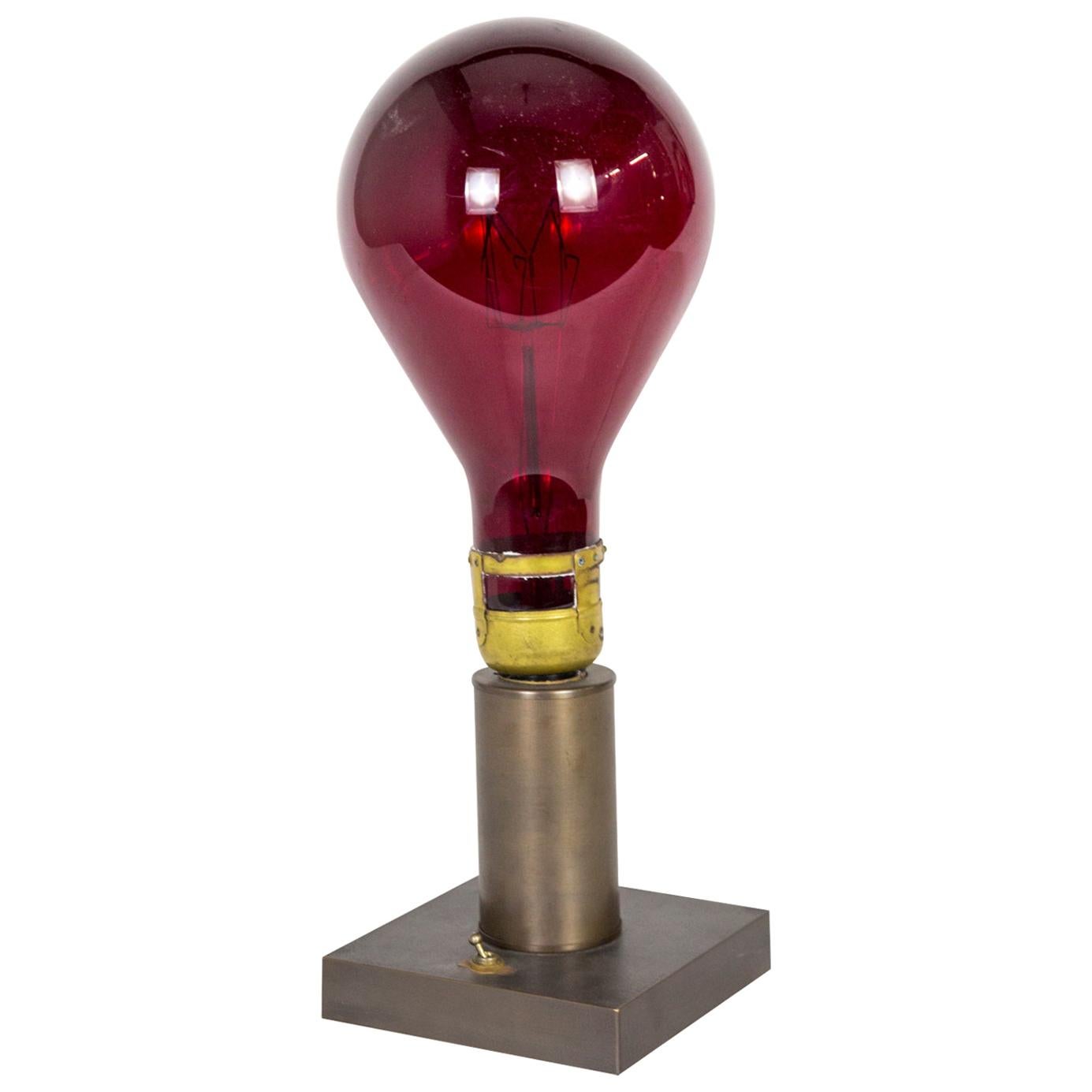 Large Red Antique Light Bulb Lamp For Sale