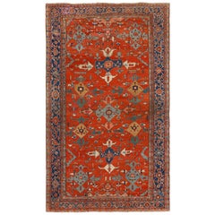 Large Red Antique Serapi Persian Rug. Size: 11 ft 2 in x 19 ft 2 in 