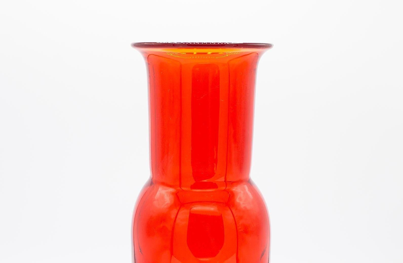 Mid-Century Modern Large Red Art Glass Vase For Sale