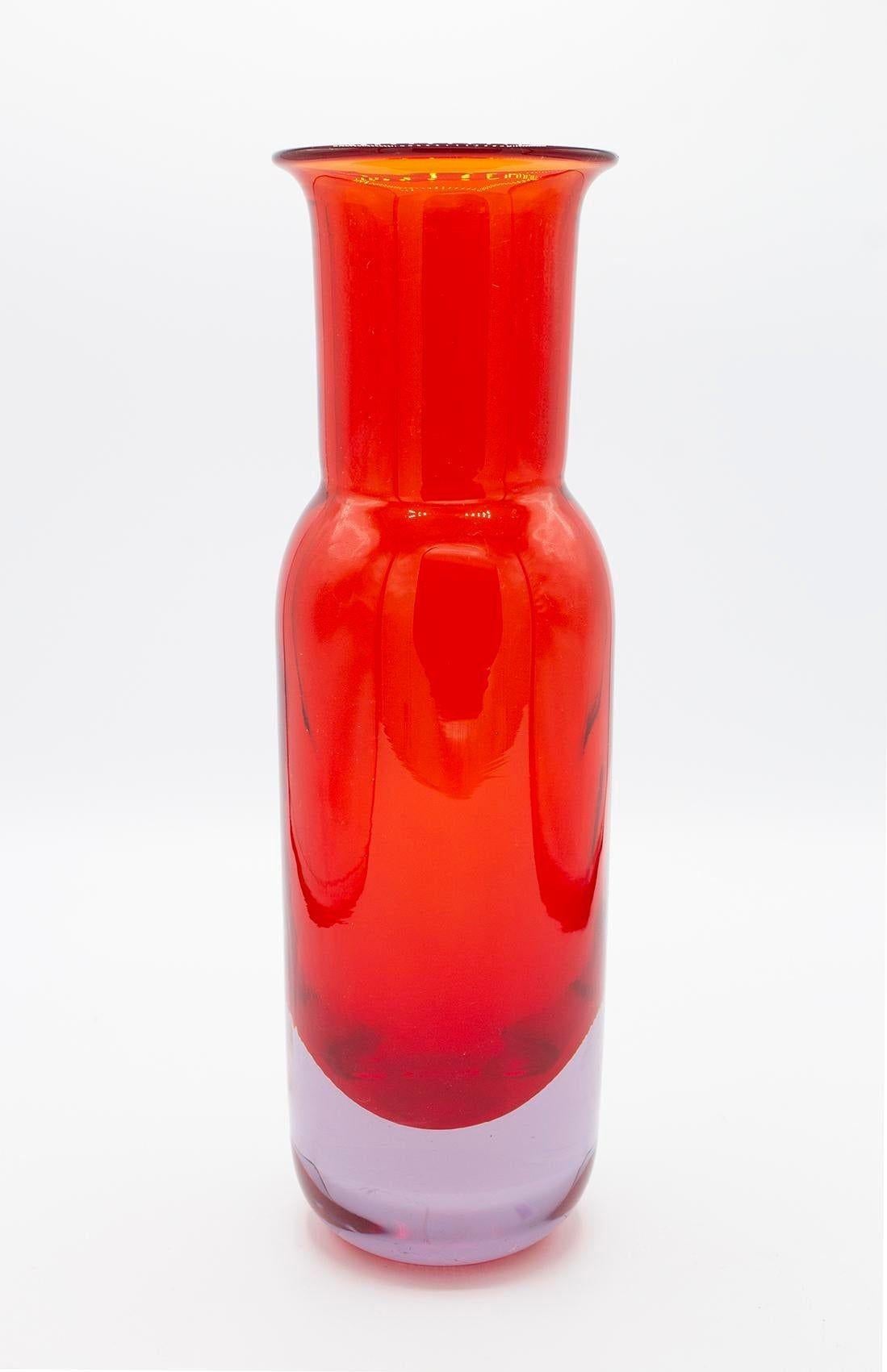 Large Red Art Glass Vase For Sale 2