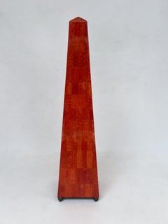 Large Red Boho Coconut Shell Obelisk Sculpture by Maitland Smith