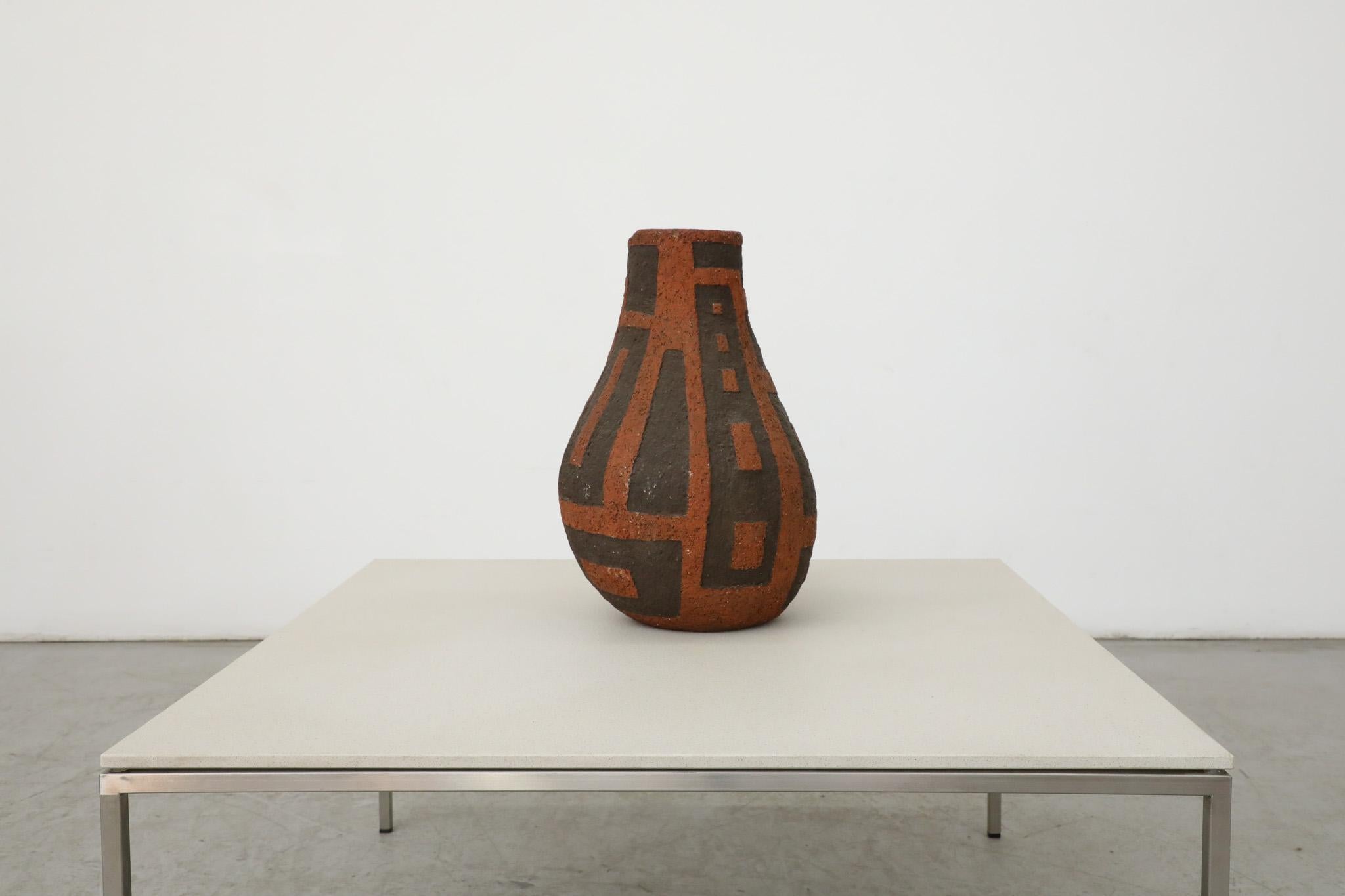 Mid-Century Modern Grand vase Carstens Tönniehof en céramique rouge et Brown de Heukeroth & Siery en vente