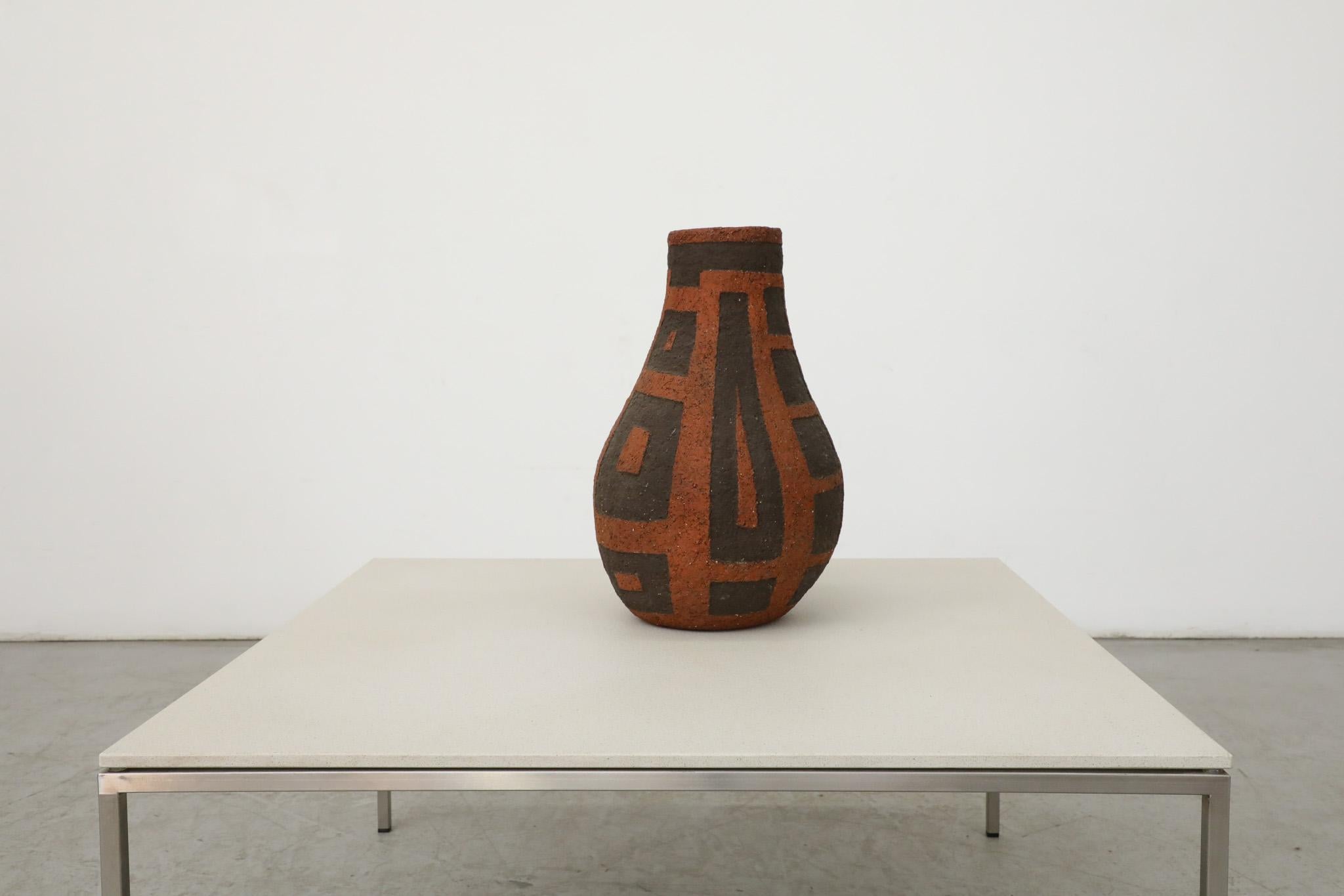 German Large Red & Brown Ceramic Carstens Tönniehof Vase by Heukeroth & Siery For Sale