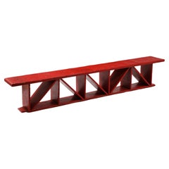 Large Red Brutalist Bench, USA 1950's