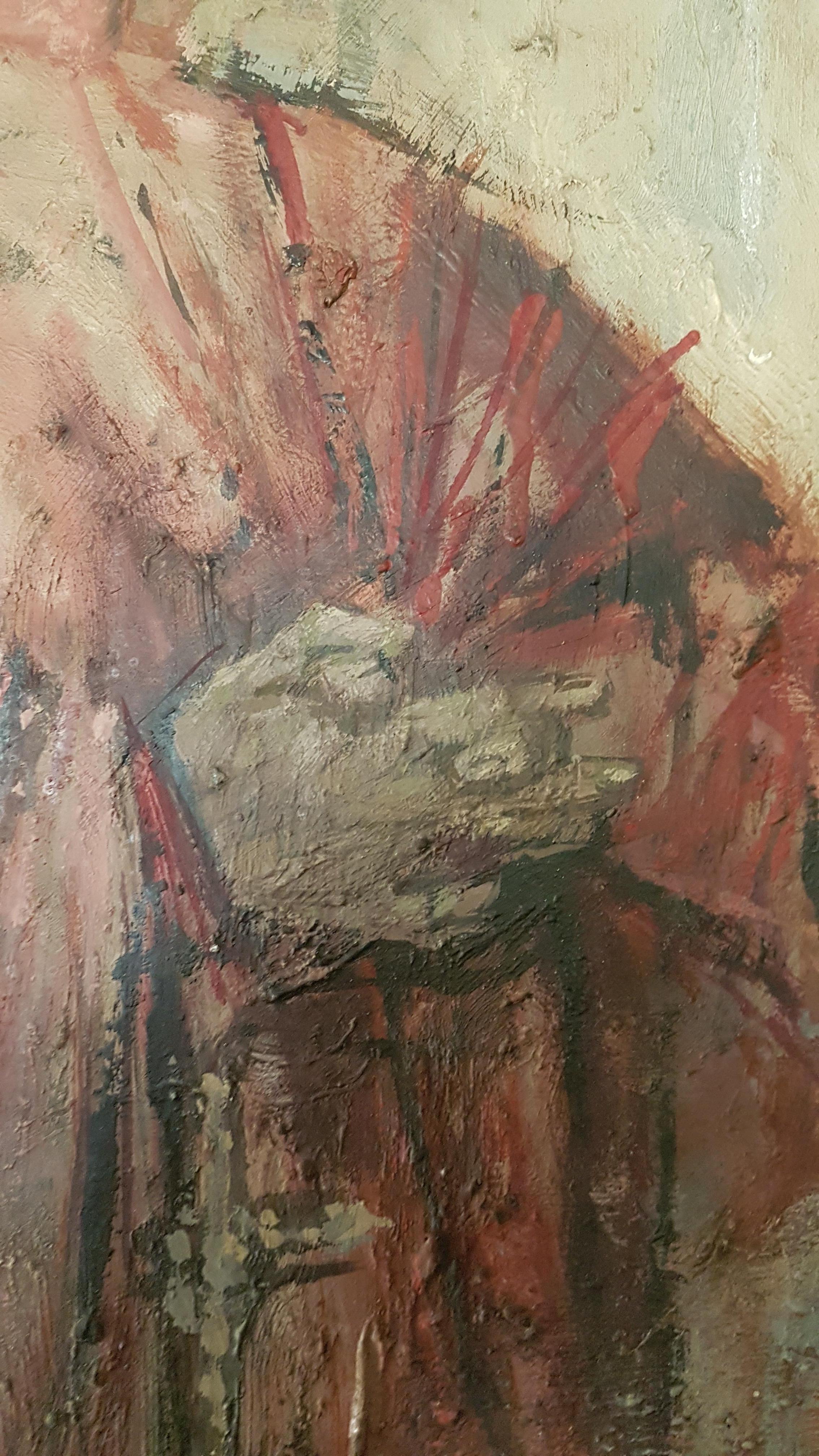 Large Red Cardinal Oil on Board Painting by Hans Schwarz, 1961 For Sale 7