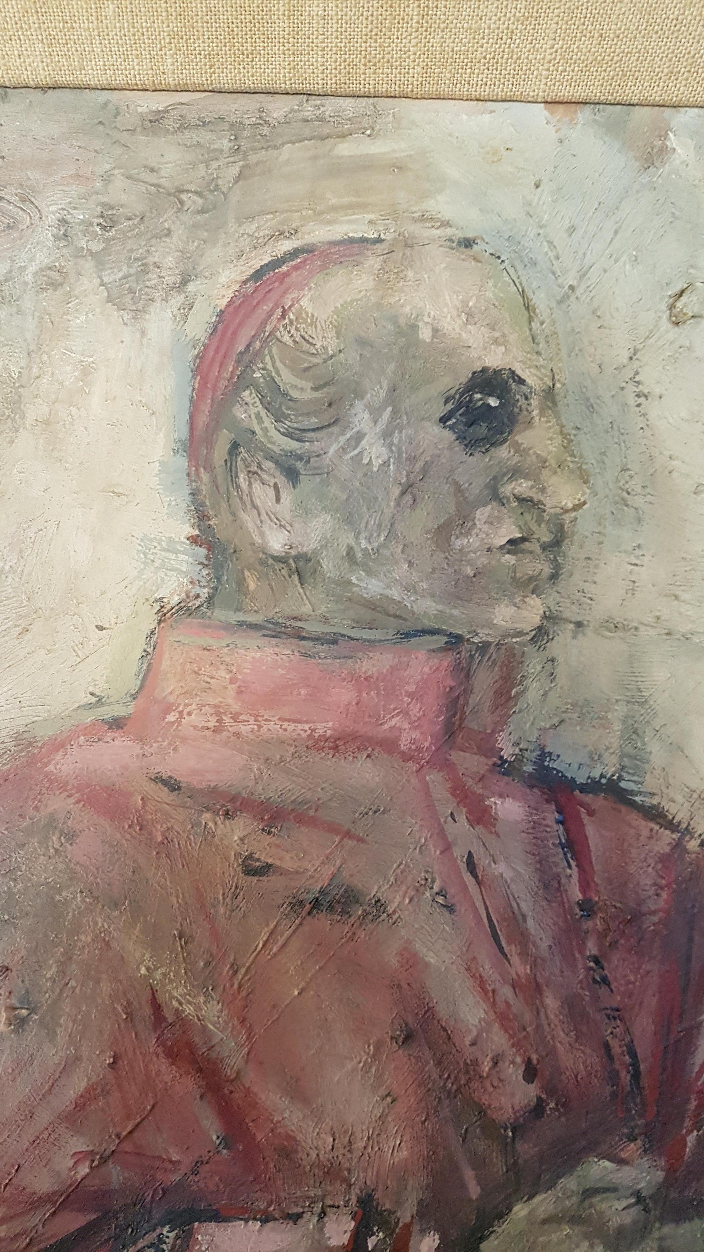 Mid-20th Century Large Red Cardinal Oil on Board Painting by Hans Schwarz, 1961 For Sale