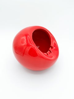 Large Red Ceramic Mid Century Modern Orb Sphere Ashtray Maurice Chalvignac