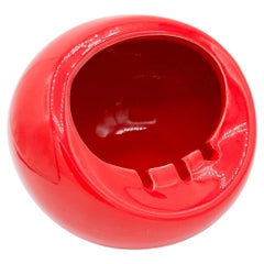Large Red Ceramic Mid Century Modern Orb Sphere Ashtray Maurice Chalvignac