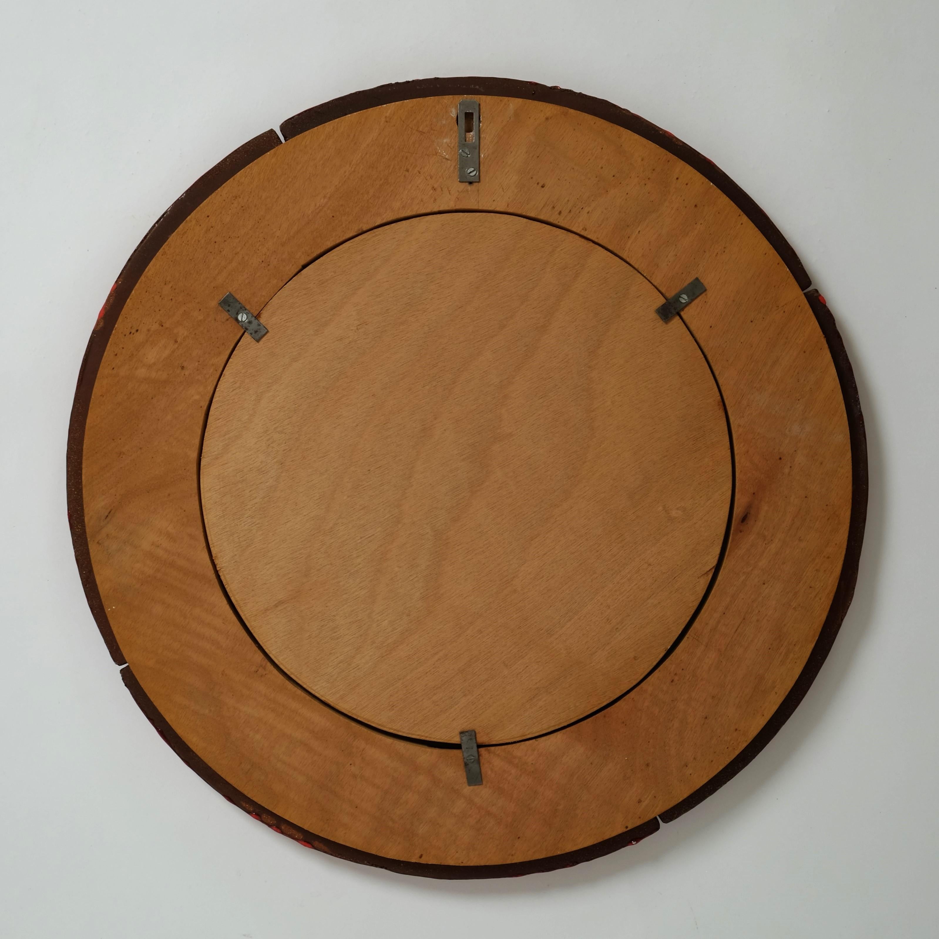 Grande specchio in ceramica rossa di Oswald Tieberghien, Belgio, anni '70 in vendita 11