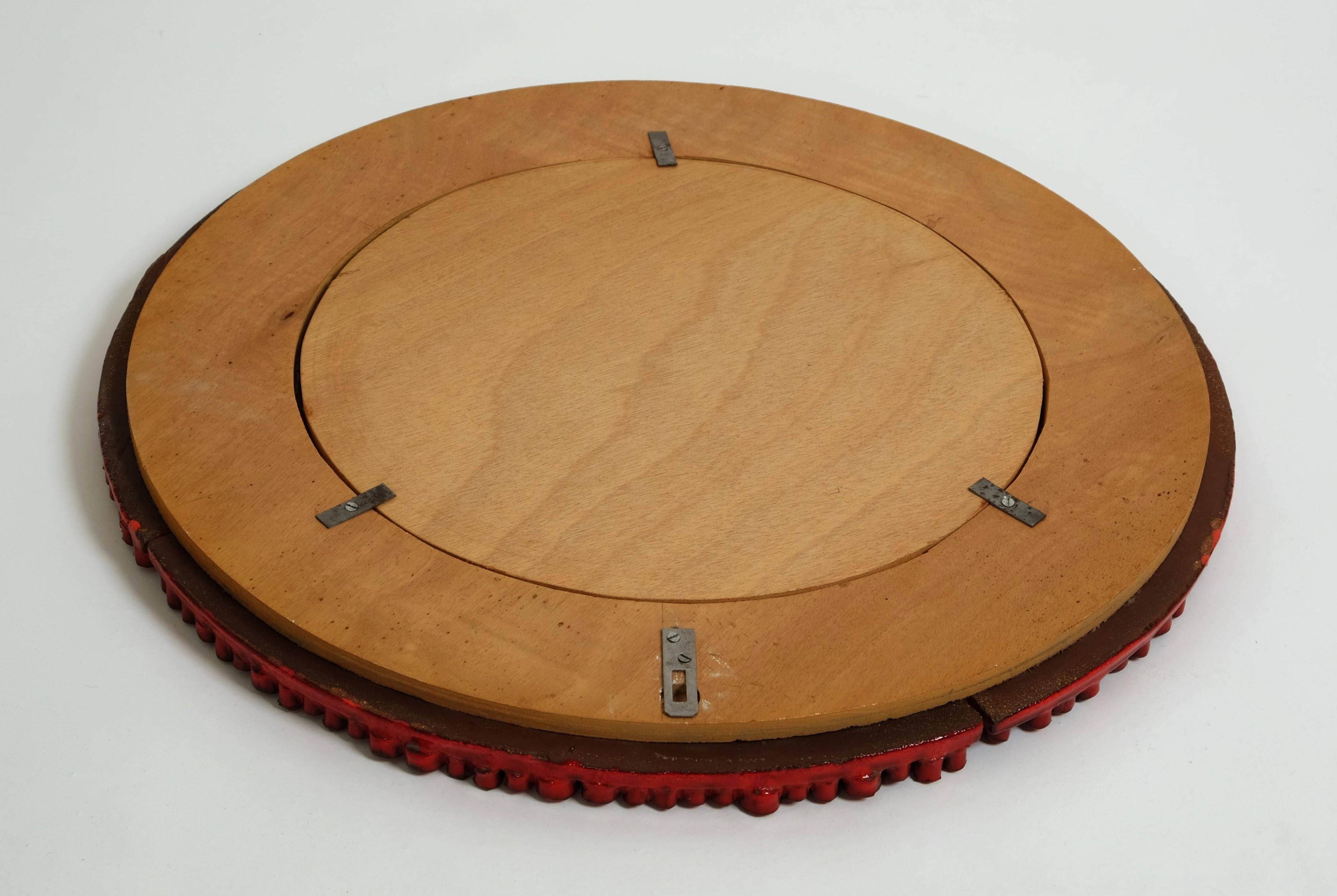 Grande specchio in ceramica rossa di Oswald Tieberghien, Belgio, anni '70 in vendita 13