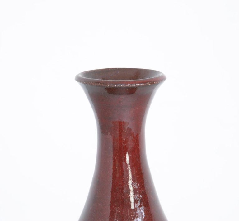 Large Red Ceramic Vase by Leon Goossens For Sale at 1stdibs