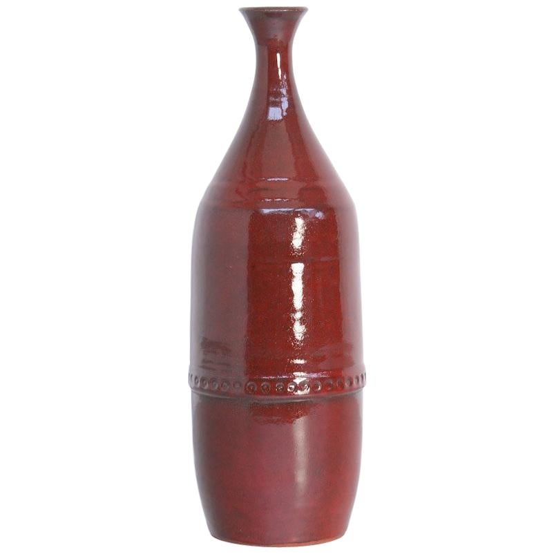 Large Red Ceramic Vase by Leon Goossens