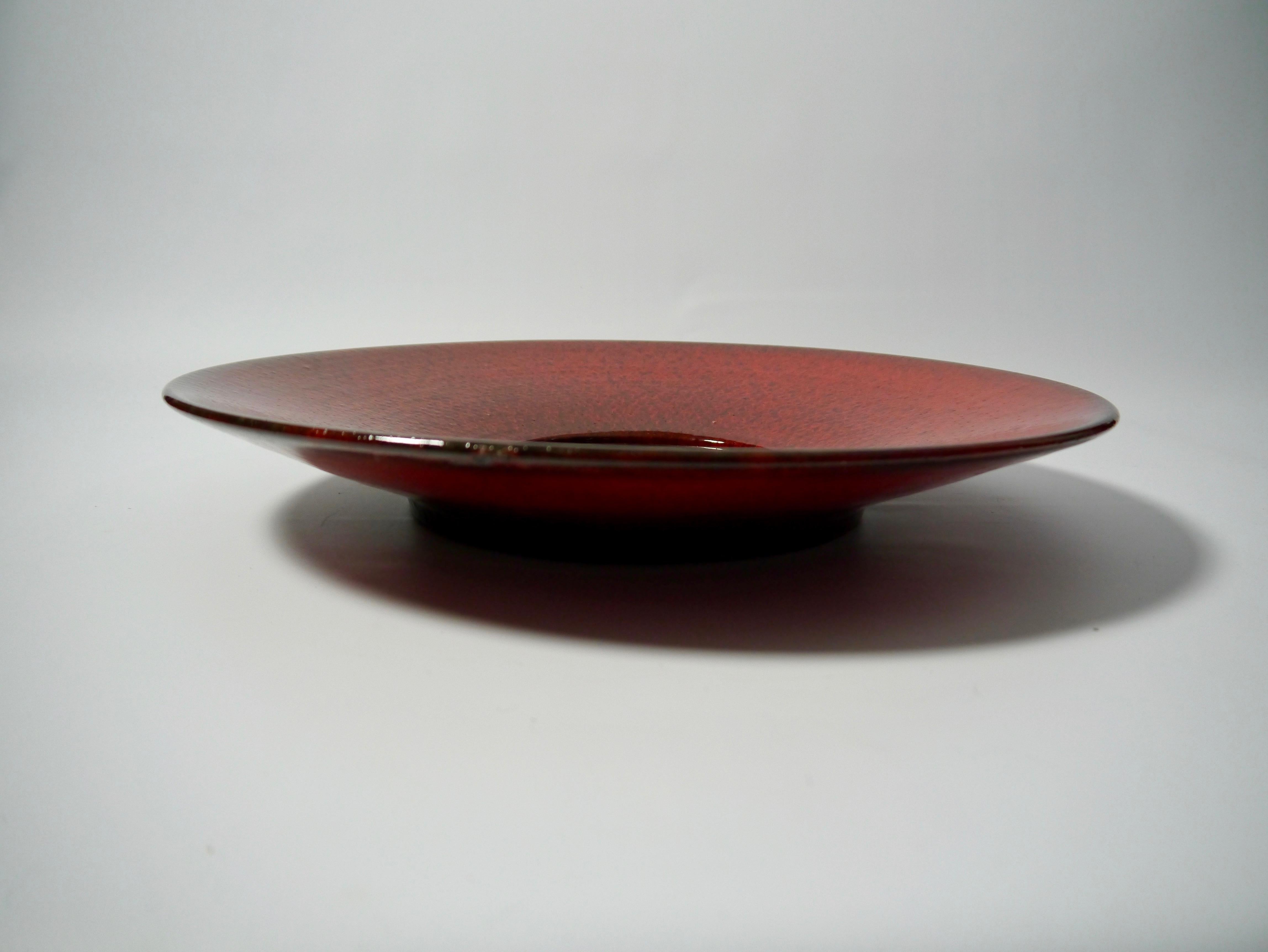 Large Red Ceramic Wall Mirror by Stig Lindberg for Gustavsberg, Sweden, 1950s In Good Condition In Barcelona, ES