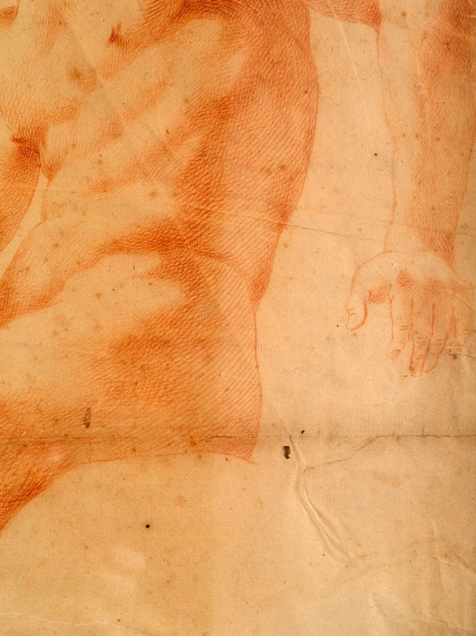 Grande disegno a gesso rosso, scuola italiana del XVIII secolo In condizioni discrete in vendita a Kittery Point, ME