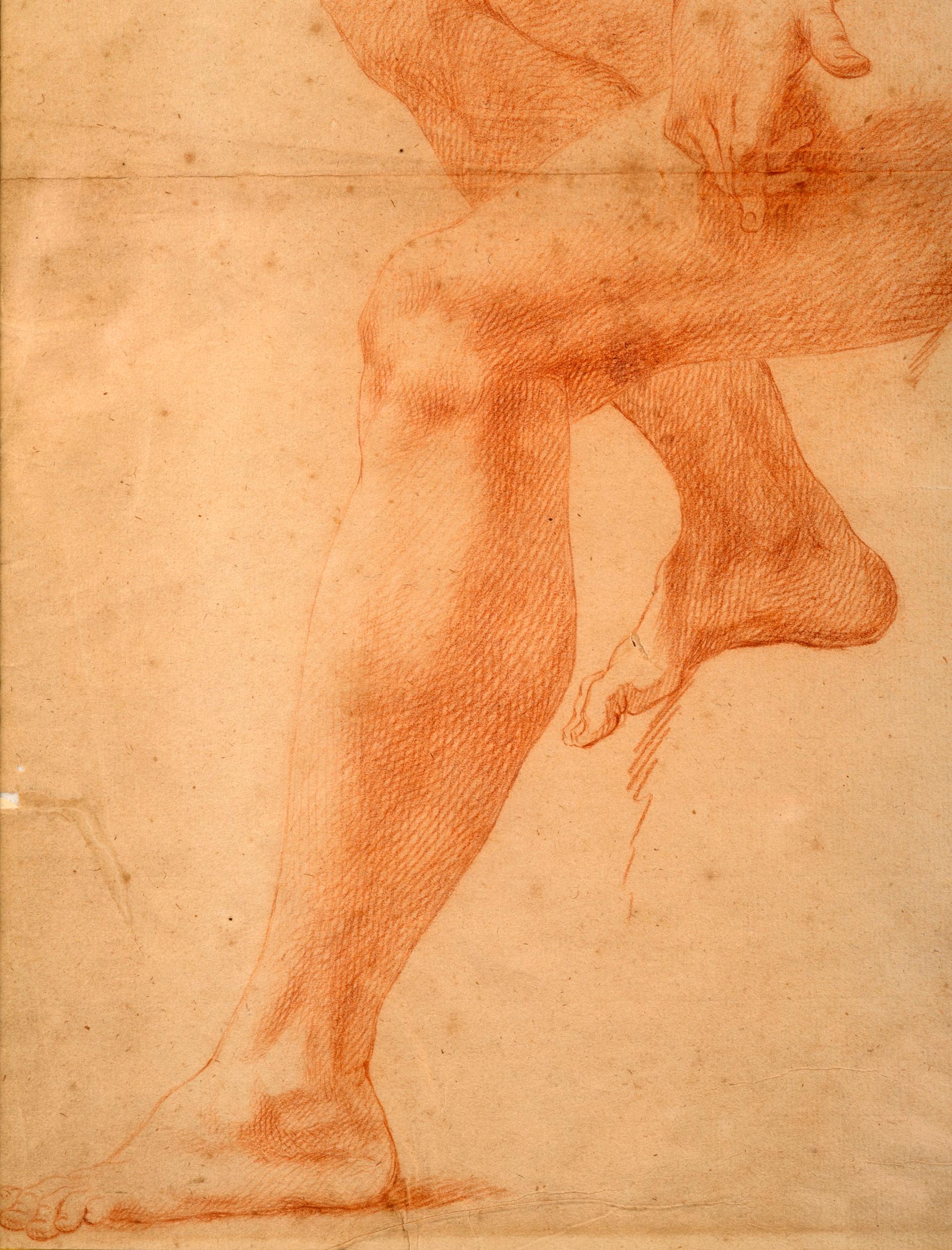 Carta Grande disegno a gesso rosso, scuola italiana del XVIII secolo in vendita